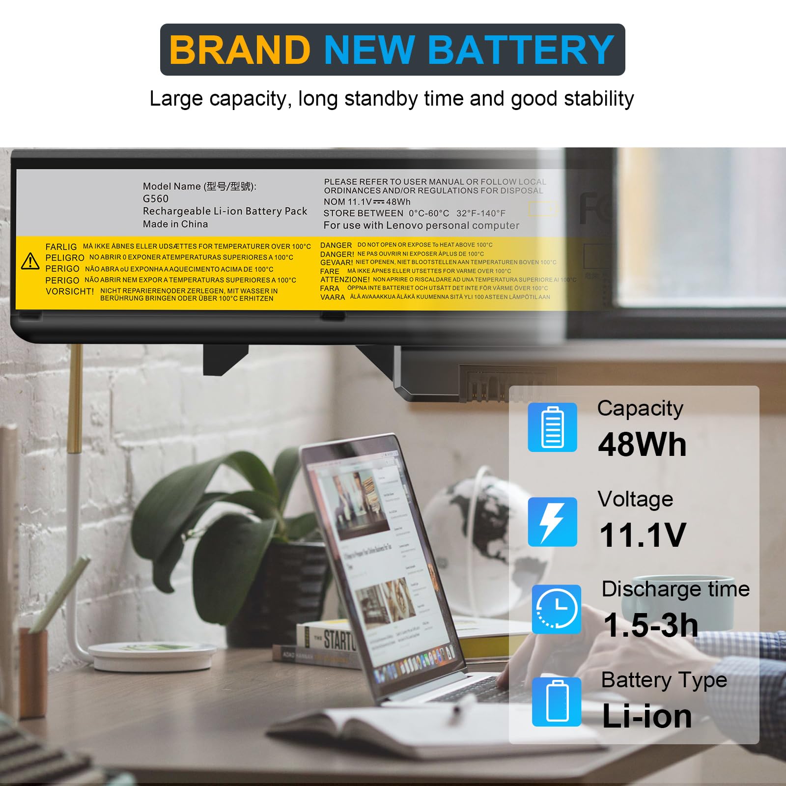 Futurebatt Laptop Battery For Lenovo G460 G465 G470 G475 G560 G565 G570 B470 B570 Ideapad V360 V370 V470 V570 Z370 Z460 Z465 Z47