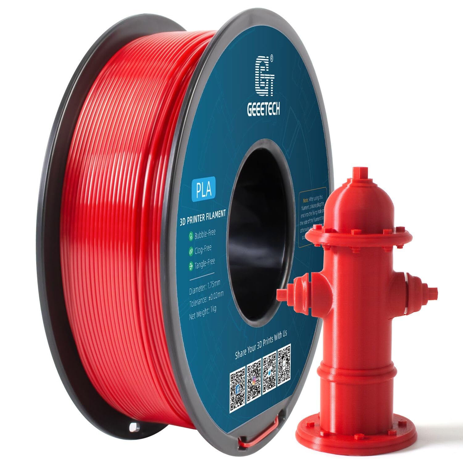 Pla Filament 1.75Mm, Geeetech 3D Printer Pla Filament,1.75Mm,1Kg Per Spool,Red