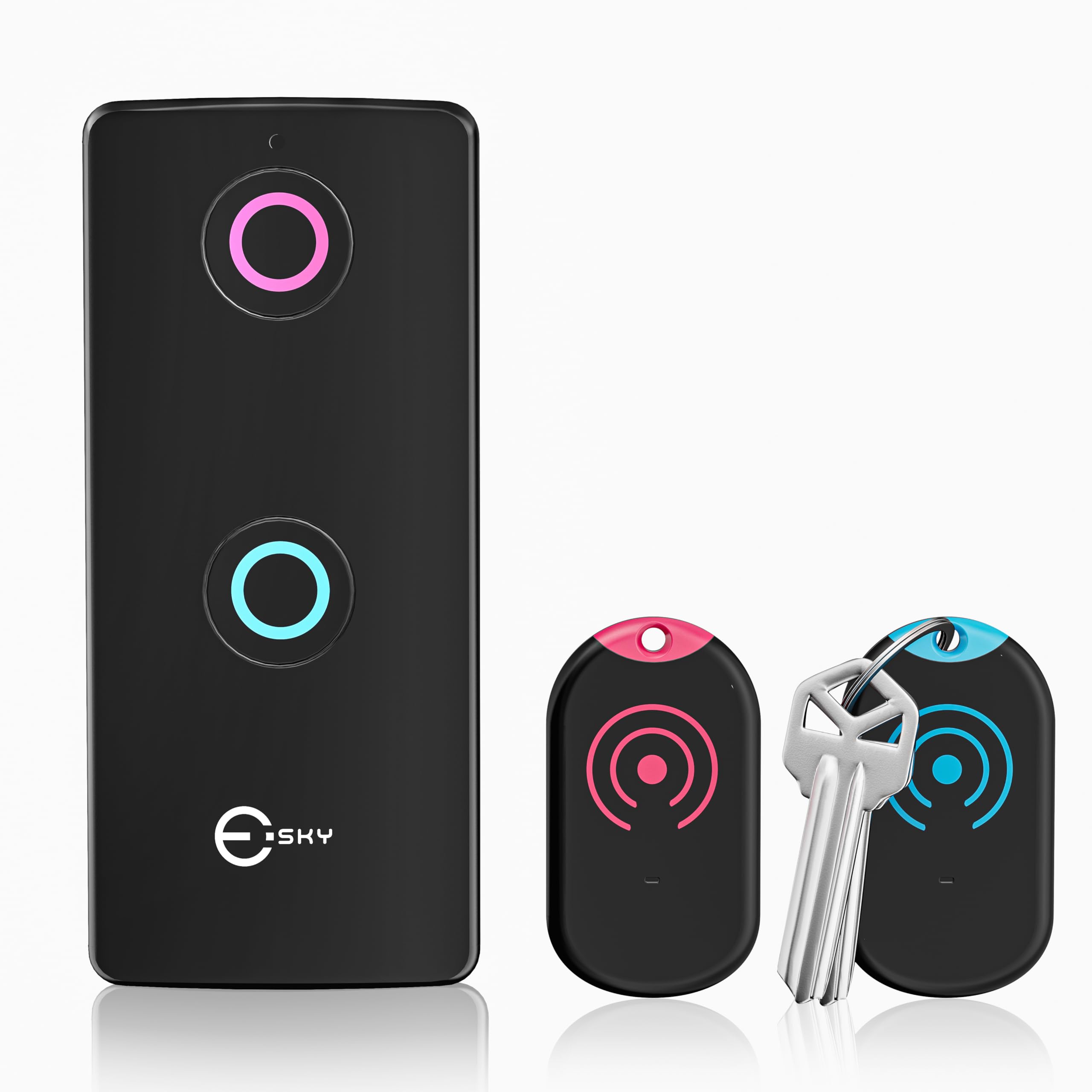Esky Ultra Slim Key Finder, Remote Finders Locator with 80dB Sound and 2 Receivers, Wallet Tracker and Item Locators Beeper Tags