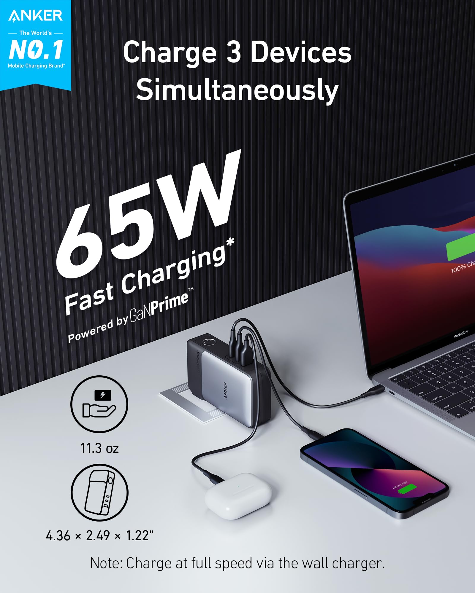 Anker Ganprime Power Bank, 2 In 1 Hybrid Charger, 10,000Mah 30W Usb C Portable Charger With 65W Wall Charger, Works For Iphone 1