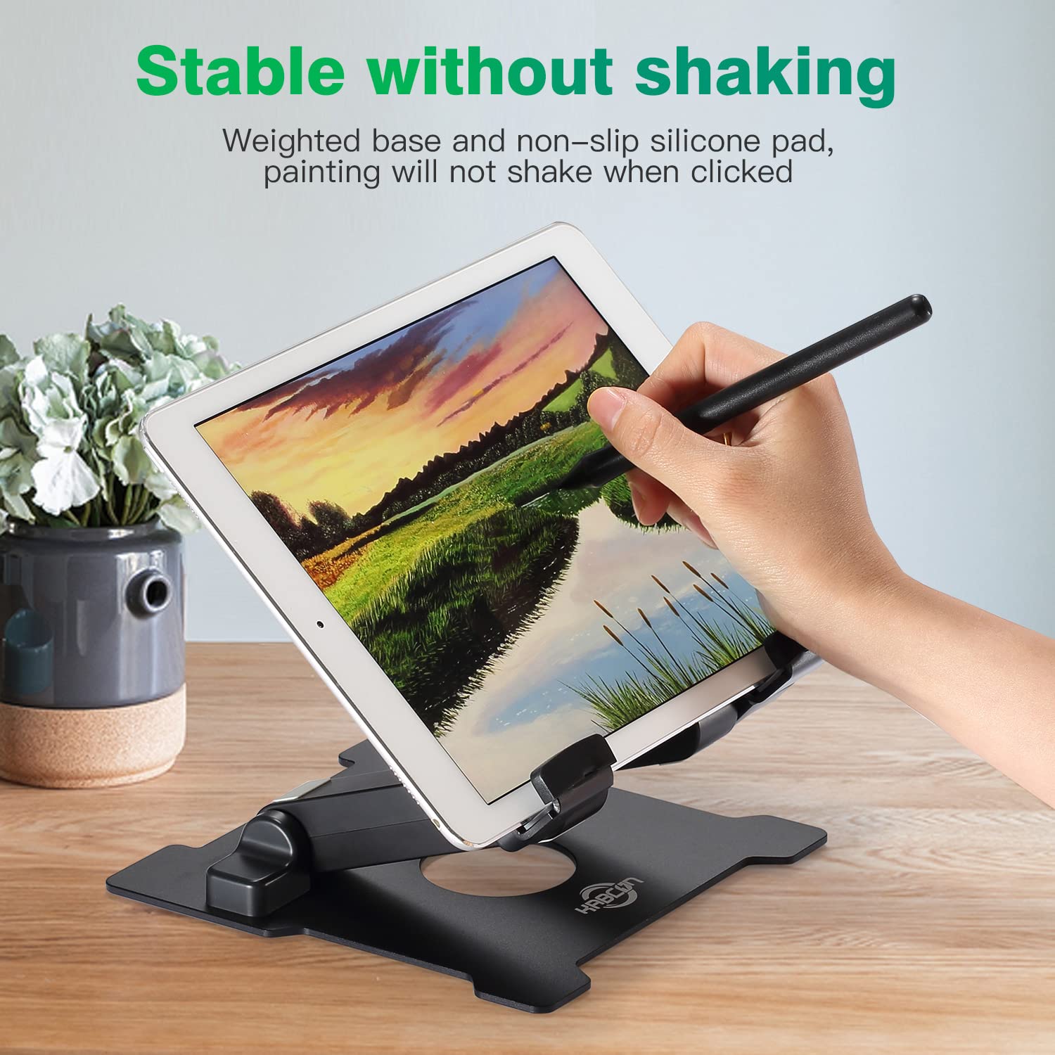 Kabcon Tablet Stand,Adjustable Drawing Tablet Holder Eye Level Aluminum Solid Tablet Stand Holder For Desk Portable Monitor, Sta