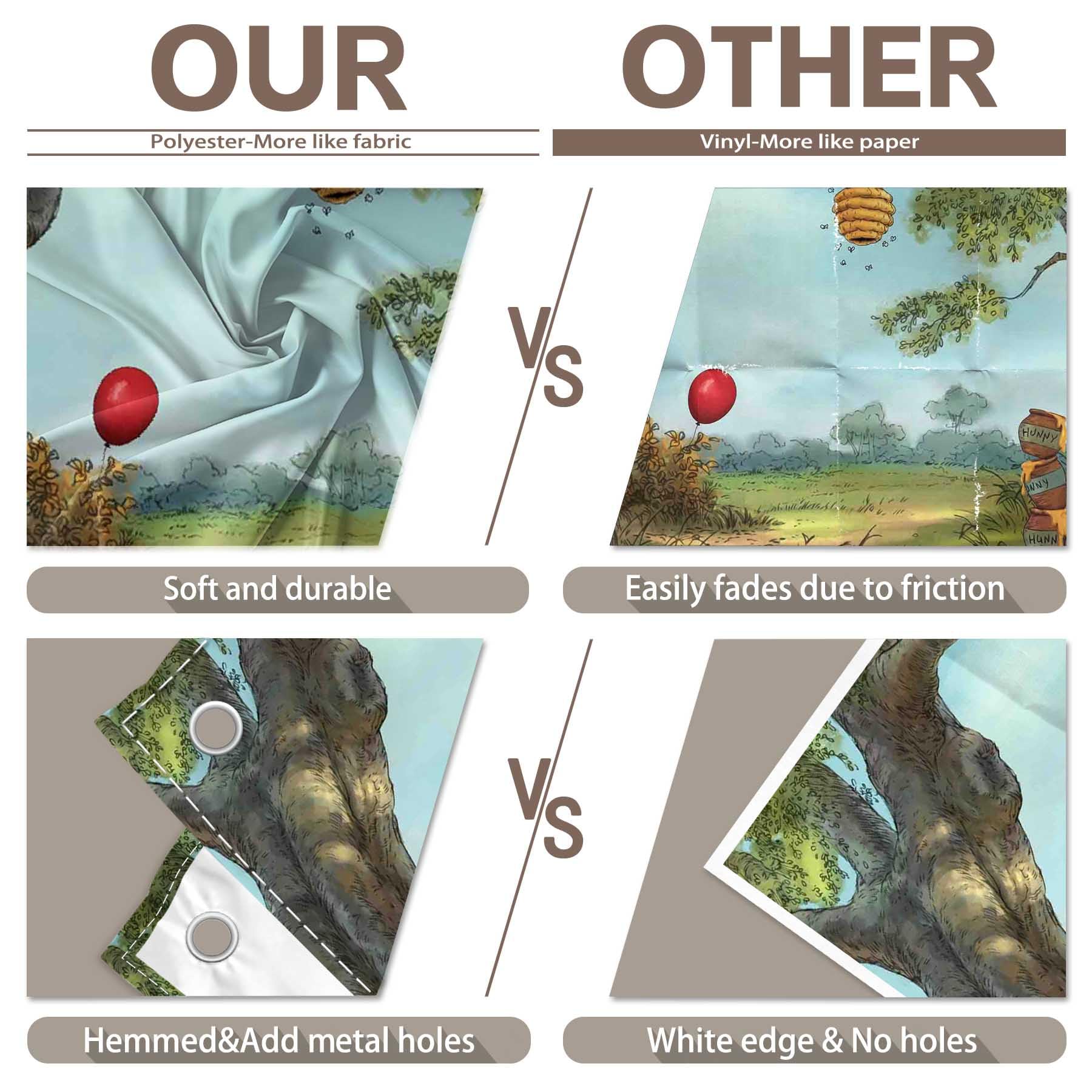 Yriujul 7X5Ft Fabric Hunny Cartoon Spring Forest Photography Backdrop Hundred Sweet Honey Bear Background Bee Acre Red Balloon W