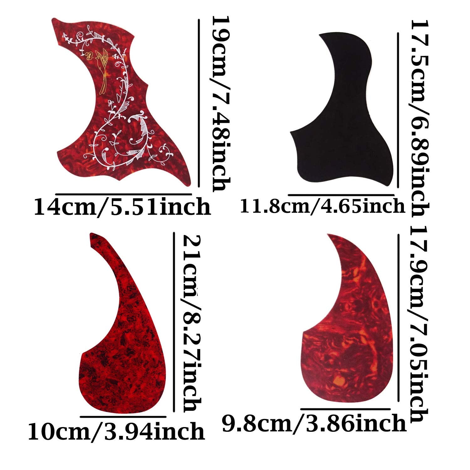 Honbay 8Pcs Self Adhesive Anti Scratch Hummingbird And Water Shaped Acoustic Guitar Pickguard