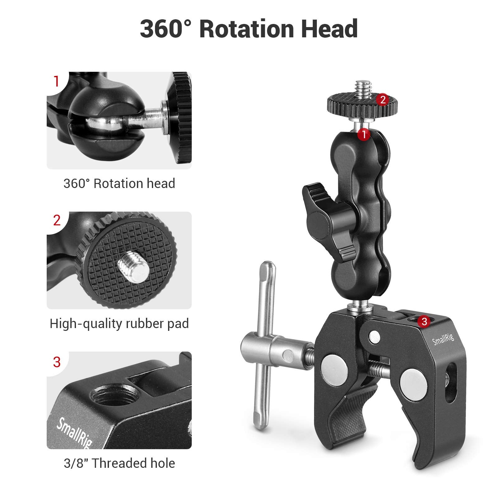 Smallrig Multi-Functional Ballhead Clamp Double Ball Adapter With Bottom Clamp - 2164