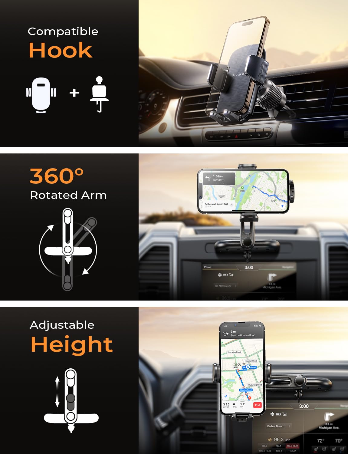 Lisen Cd Slot Phone Mount For Car, Adjustable Cd Phone Holder For Car Phone Mount For Iphone Car Holder Mount Ultra Sturdy Vent