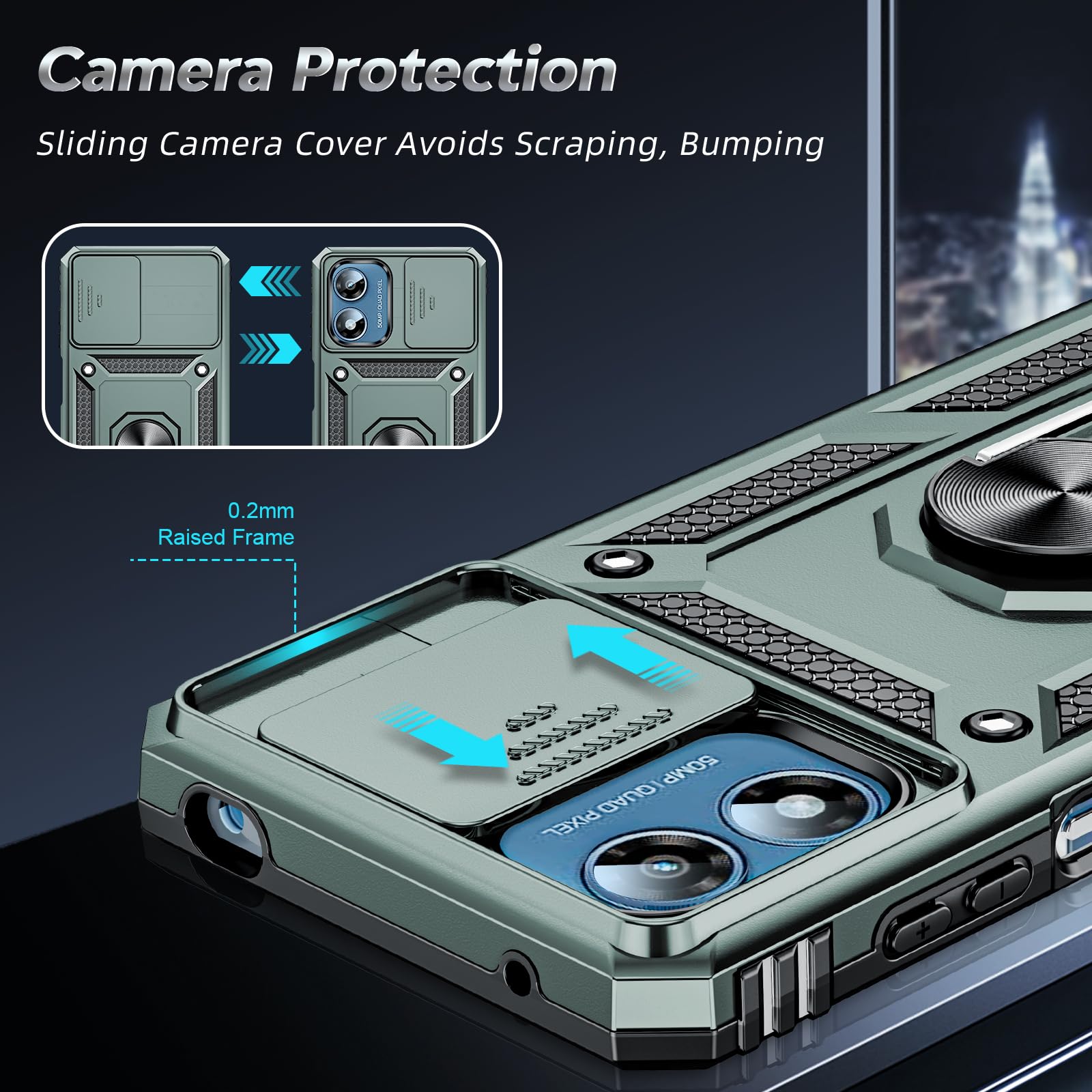 Leyi Case For G Play 4G 2024 Case, Motorola Moto G Play 2024 Case With Screen Protector And Slide Camera Cover, [Military Grade]