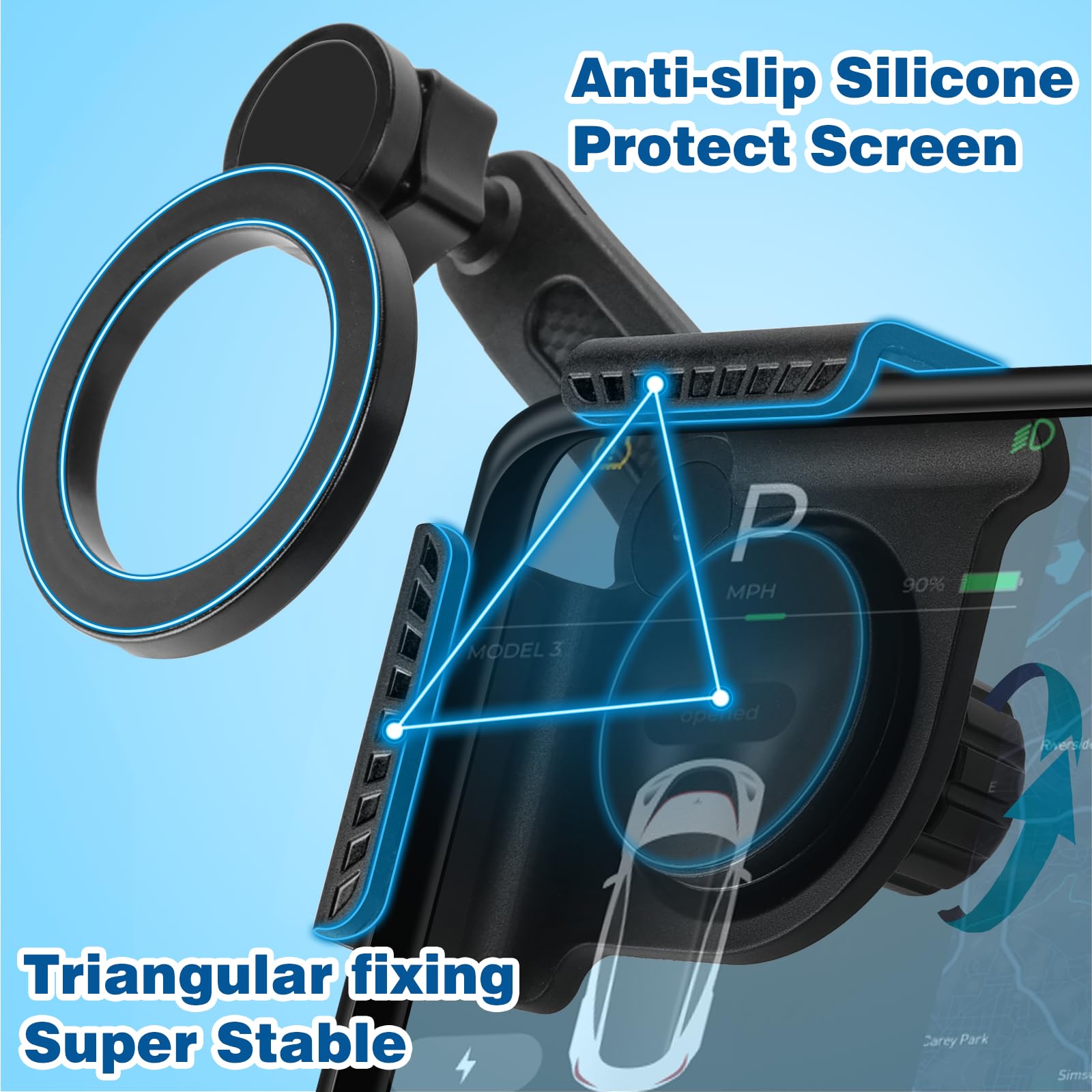 For Tesla Phone Mount, Magsafe Strongest Magnetic Tesla Phone Holder For Tesla Model 3/Model Y/Cybertruck Accessories 2024, No G