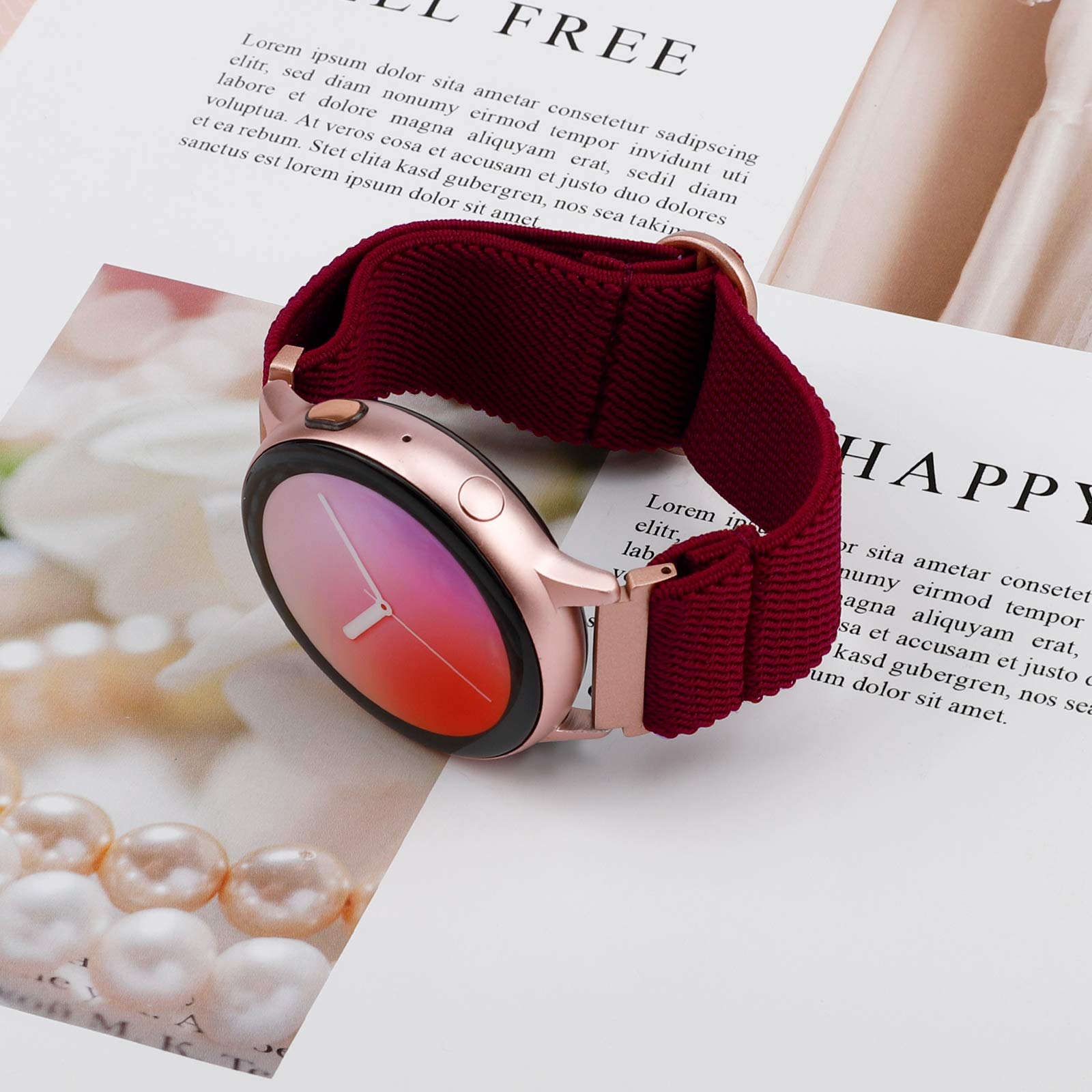 Toyouths 20Mm Stretchy Nylon Loop Elastic Bracelet Compatible With Samsung Galaxy Watch Band 4 40Mm 44Mm/Watch 4 Classic 42Mm 46