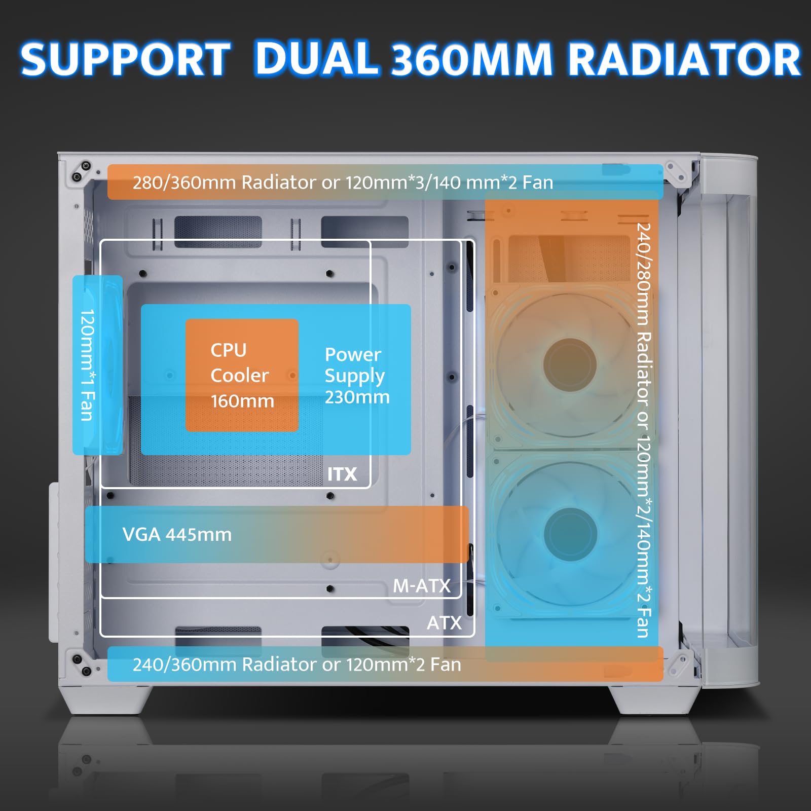 Darkflash Micro Atx Gaming Pc Case, Matx Pc Case With 3 X 120Mm Argb Fans, Panoramic View Dual Tempered Curve Glass Computer Cas