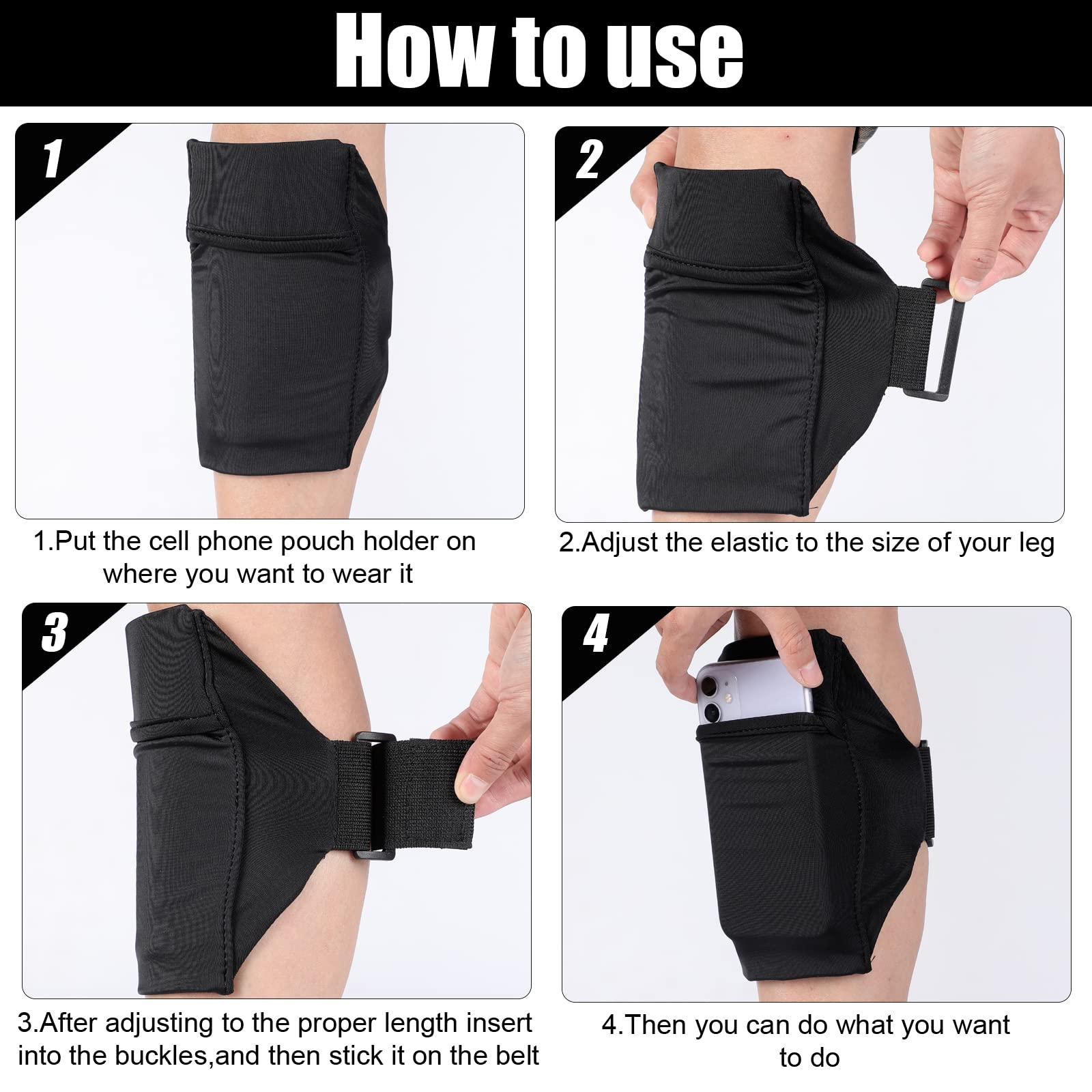 2 Packs Cell Phone Leg Straps Leg Phone Holder Arm Smartphone Band Non Slip Ankle Wallet Calf Leg Phone Straps Adjustable Arm Po