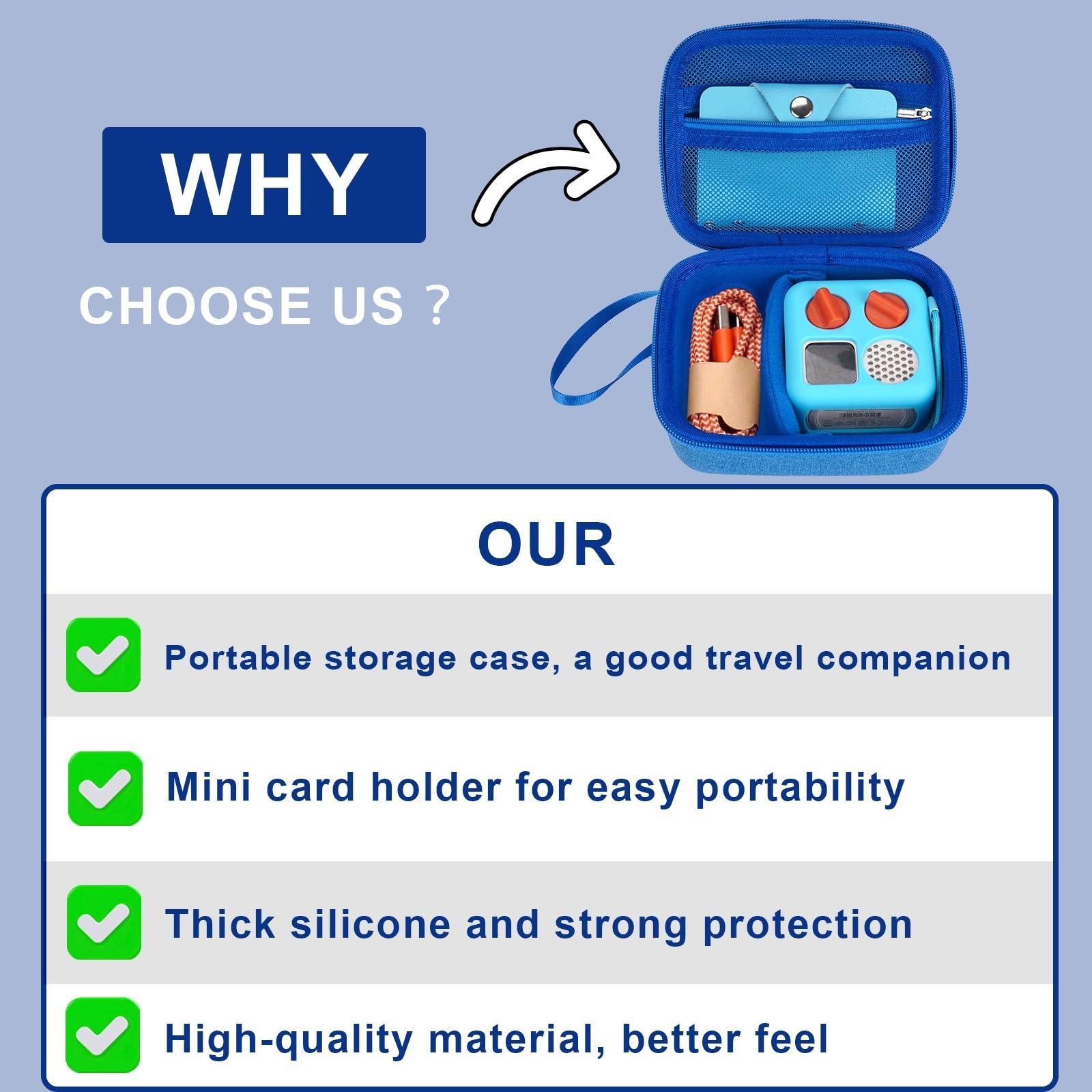 Youknow Hard Case And Silicone Cover For Yoto Mini Player, Kids Audio Music Accessory With Card Case Holder For Up To 20 Cards (