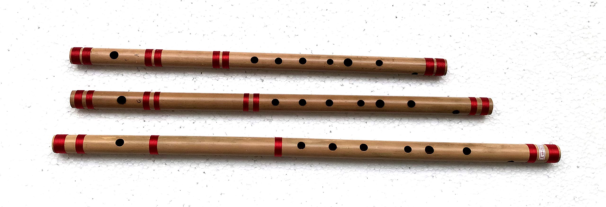 3 Bamboo Flutes E,G,A Bass Bansuri, Combined Purchase Discount With Cover & Case