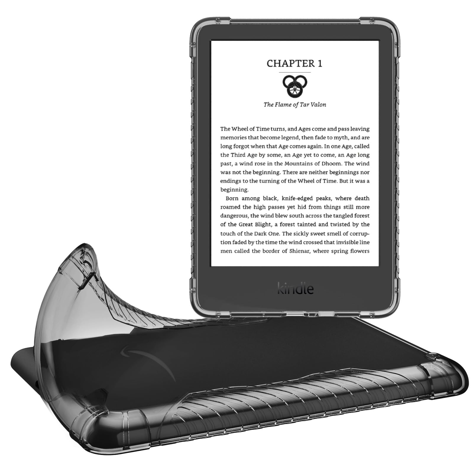MoKo Protective Case for 6' All New Kindle (11th Generation 2024/2022 Release), Ultra Clear Soft Flexible Transparent TPU Skin Bumper Back Cover Shell, Black