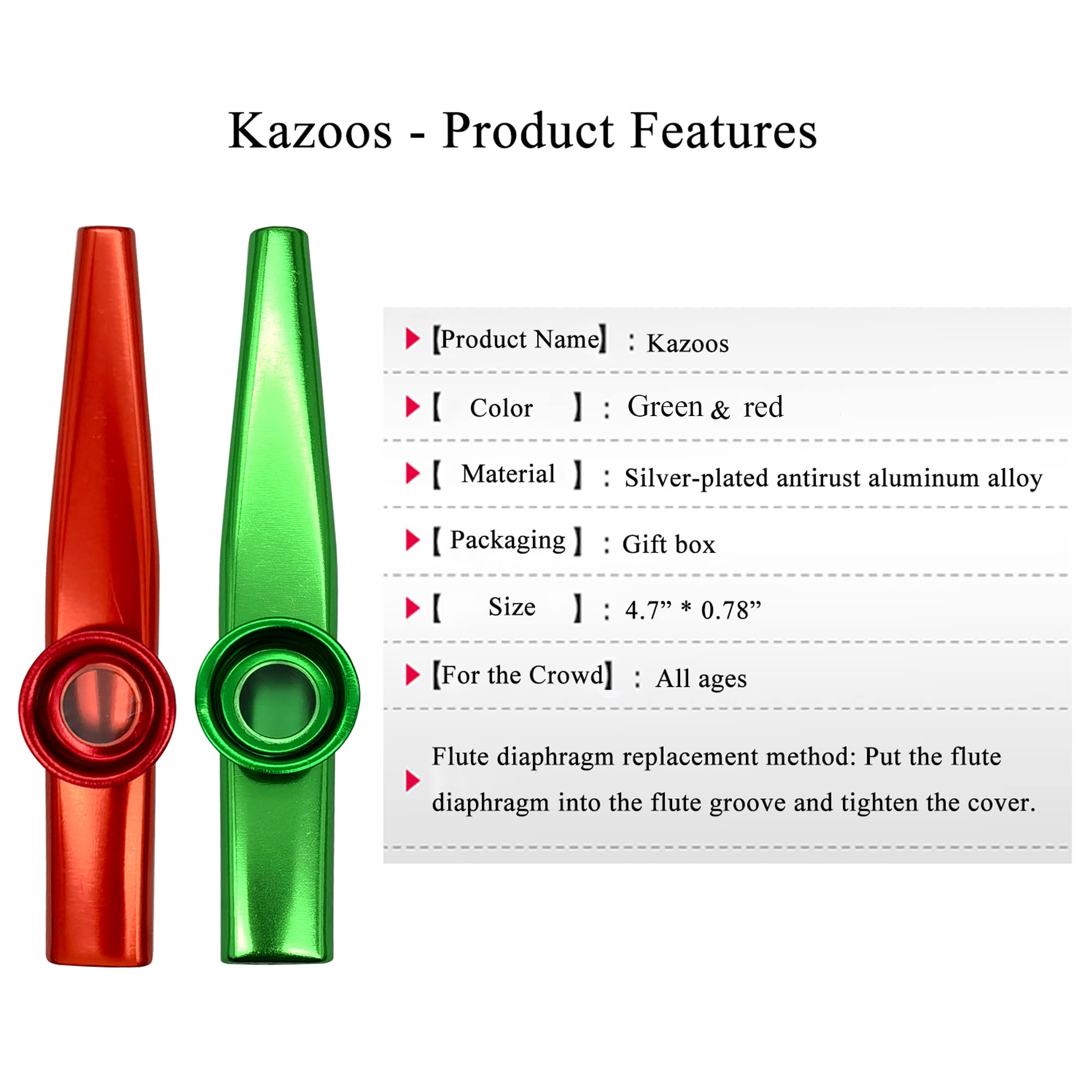2 Packs Kazoos Set For Kids Adults With Six Membrane Flutes Diaphragm Mouth | Kazoos Musical Instruments | Good Gift For Kids, (