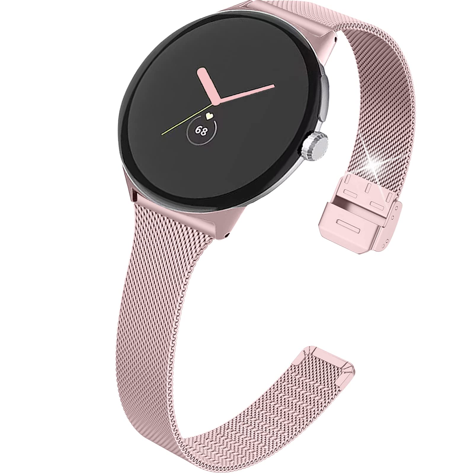 Ninki Stainless Steel Watch Band Compatible For Slim Google Pixel Watch 2 Bands/Pixel Watch Band Women Men,[No Gap] Metal Busine