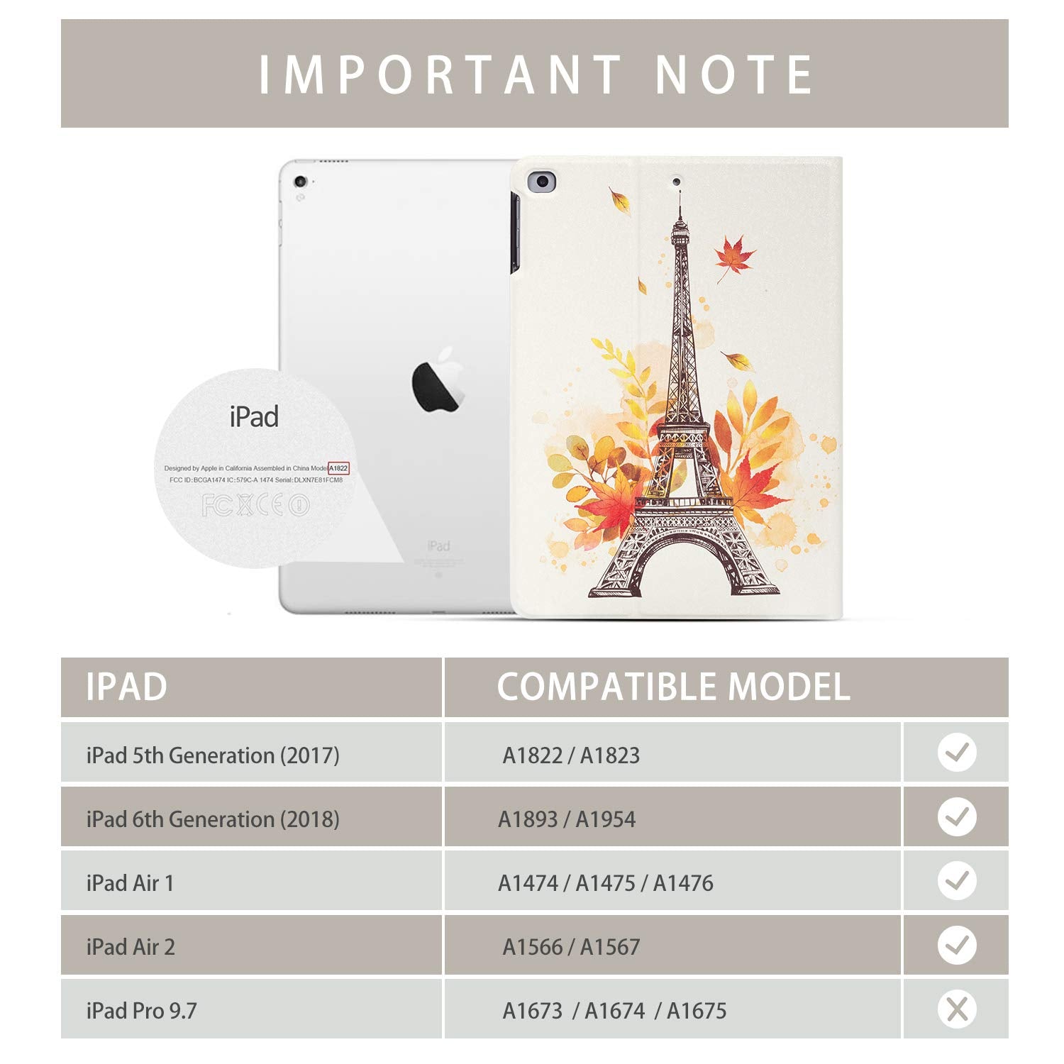 Ipad Air 2 Case, Ipad Air Case, Emogins Ipad 9.7 Inch Protective Cover For Ipad 6Th/5Th Generation, Soft Lightweight Smart Case