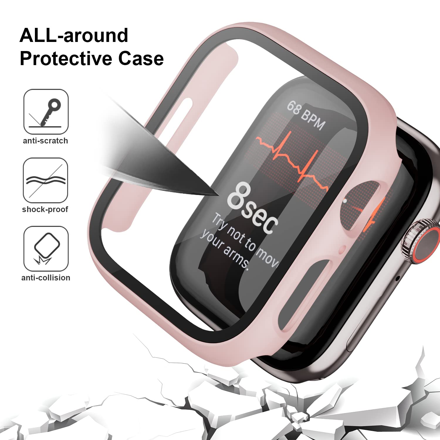 Haojavo 14 Pack Case For Apple Watch Series 3 2 1 38Mm With Tempered Glass Screen Protector, Full Hard Ultra Thin Scratch Resist
