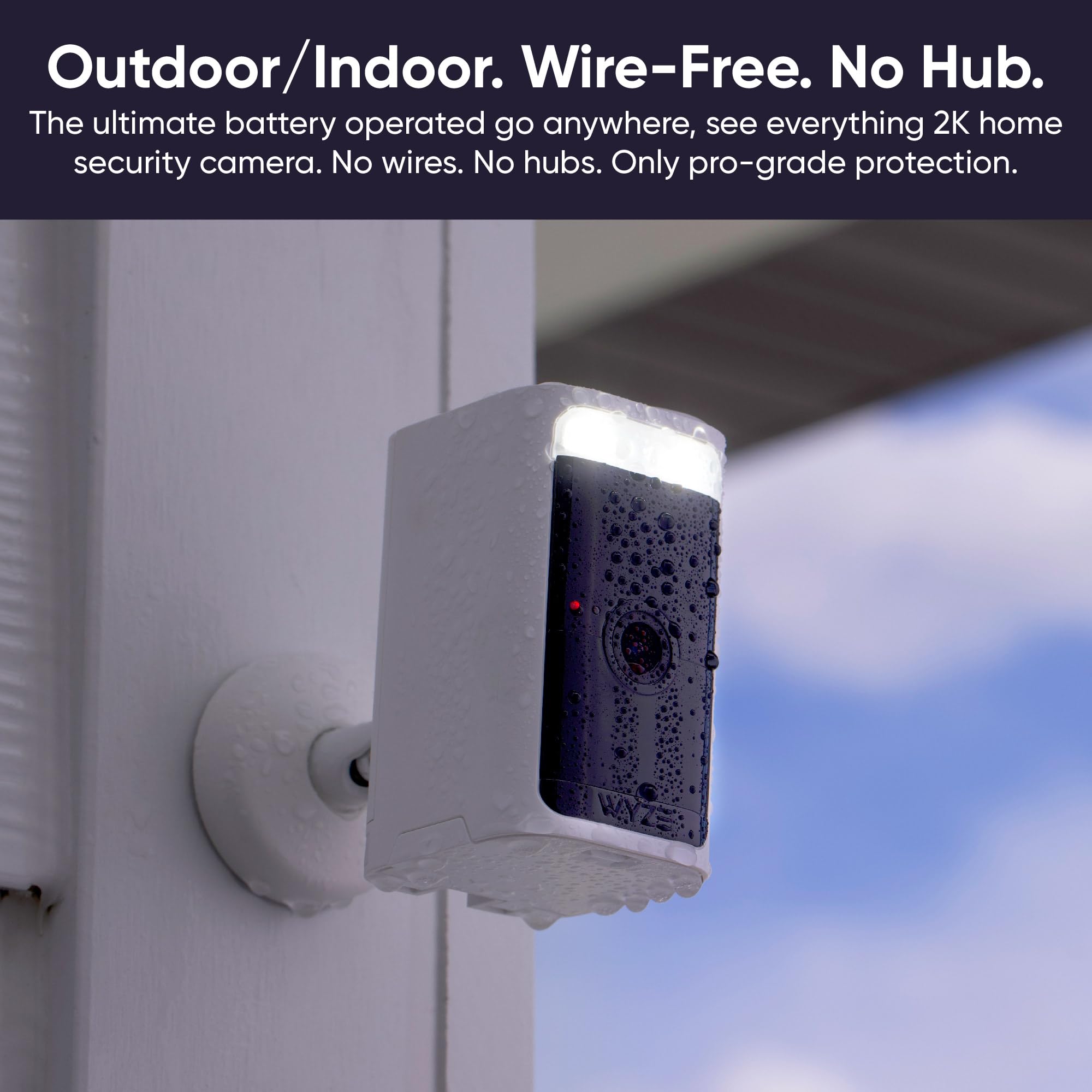 Wyze 2K Hdr Rechargeable Battery Outdoor/Indoor Security Camera, Color Night Vision, Integrated Spotlight & Siren, Wire Free, 2 Way Audio   Black, 1 Pack
