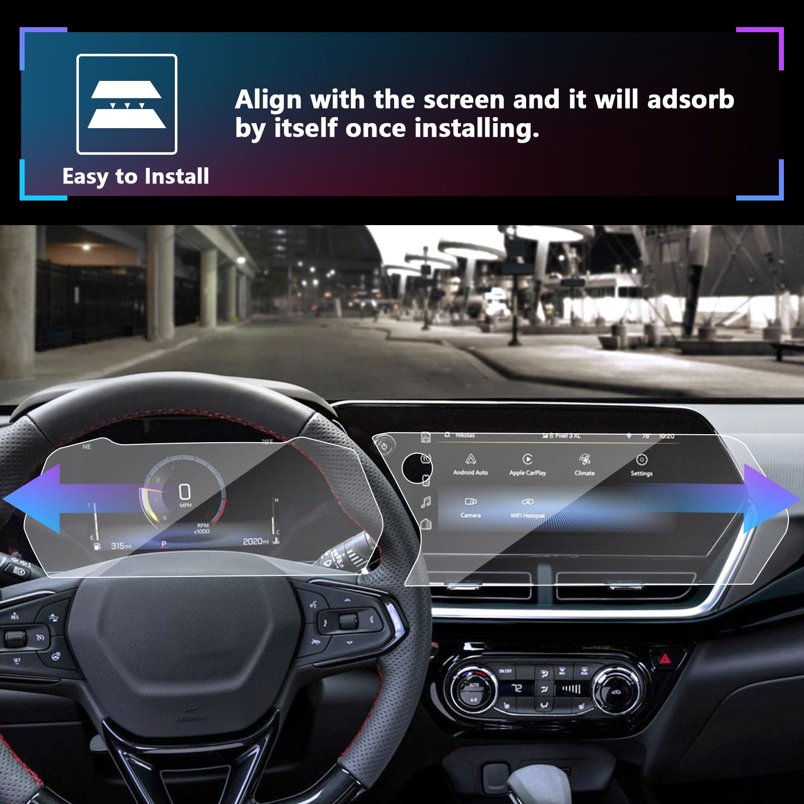 Sxcy 2Pcs For 2024 2025 Chevrolet Trax/Trailblazer Screen Protector 2024 2025 Trax Accessories Tempered Glass [Gps 11 In+Dash 8 In] Touch Screen Cover