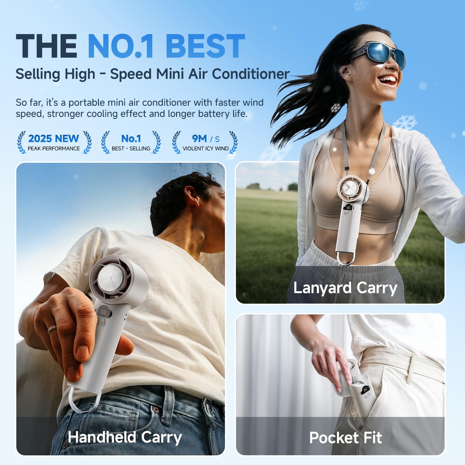 Doogoocoo [2025 Upgrade] Portable Cooler Handheld Fan, [Coldest Turbo Hand Fan] 15000Rpm 24H Max Cooling Time Highly Speed (1-10