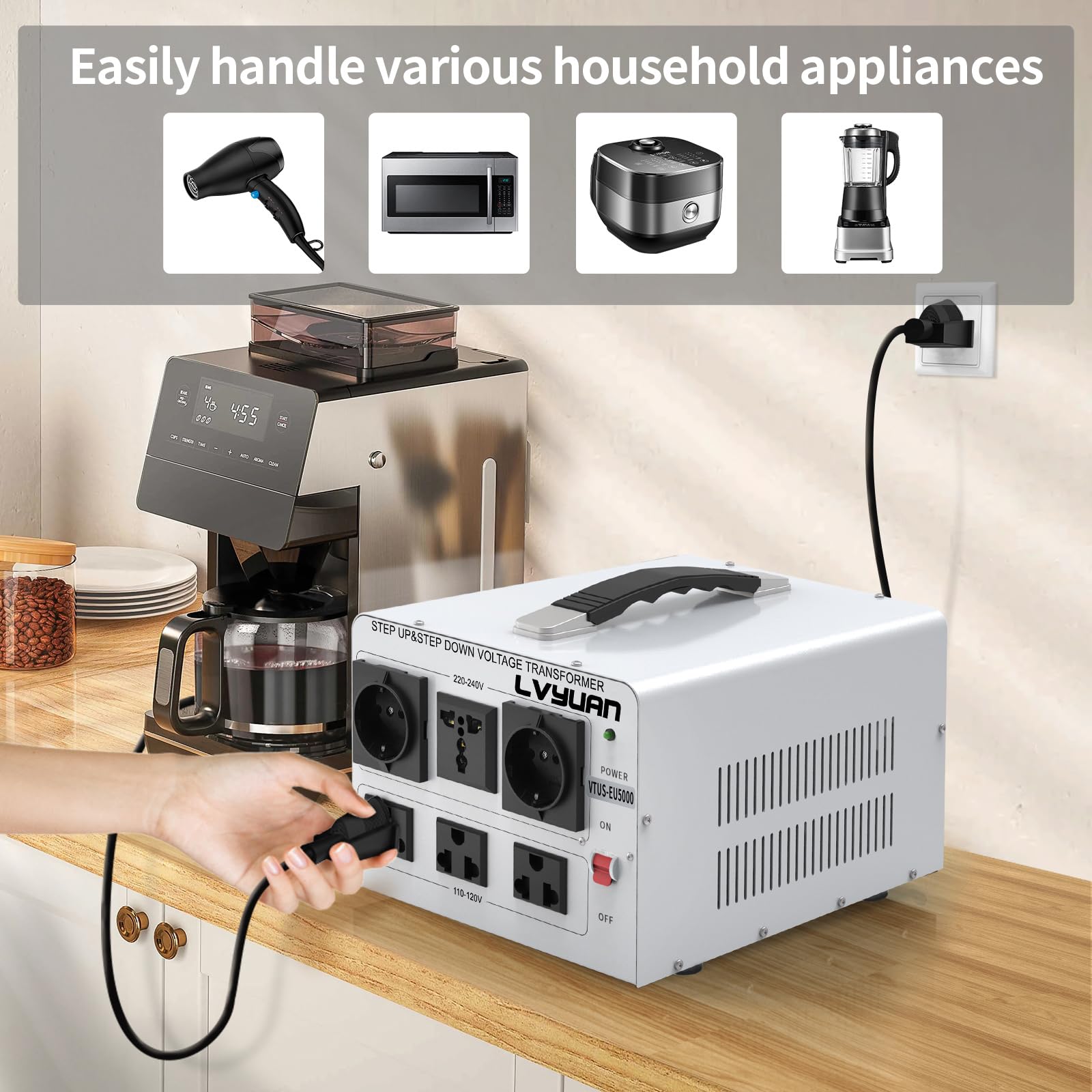 Lvyuan 5000W Voltage Transformer Power Converter Step Up 110V To 220V, Step Down 220V To 110V, 110/120 Volt   220/240 Volt