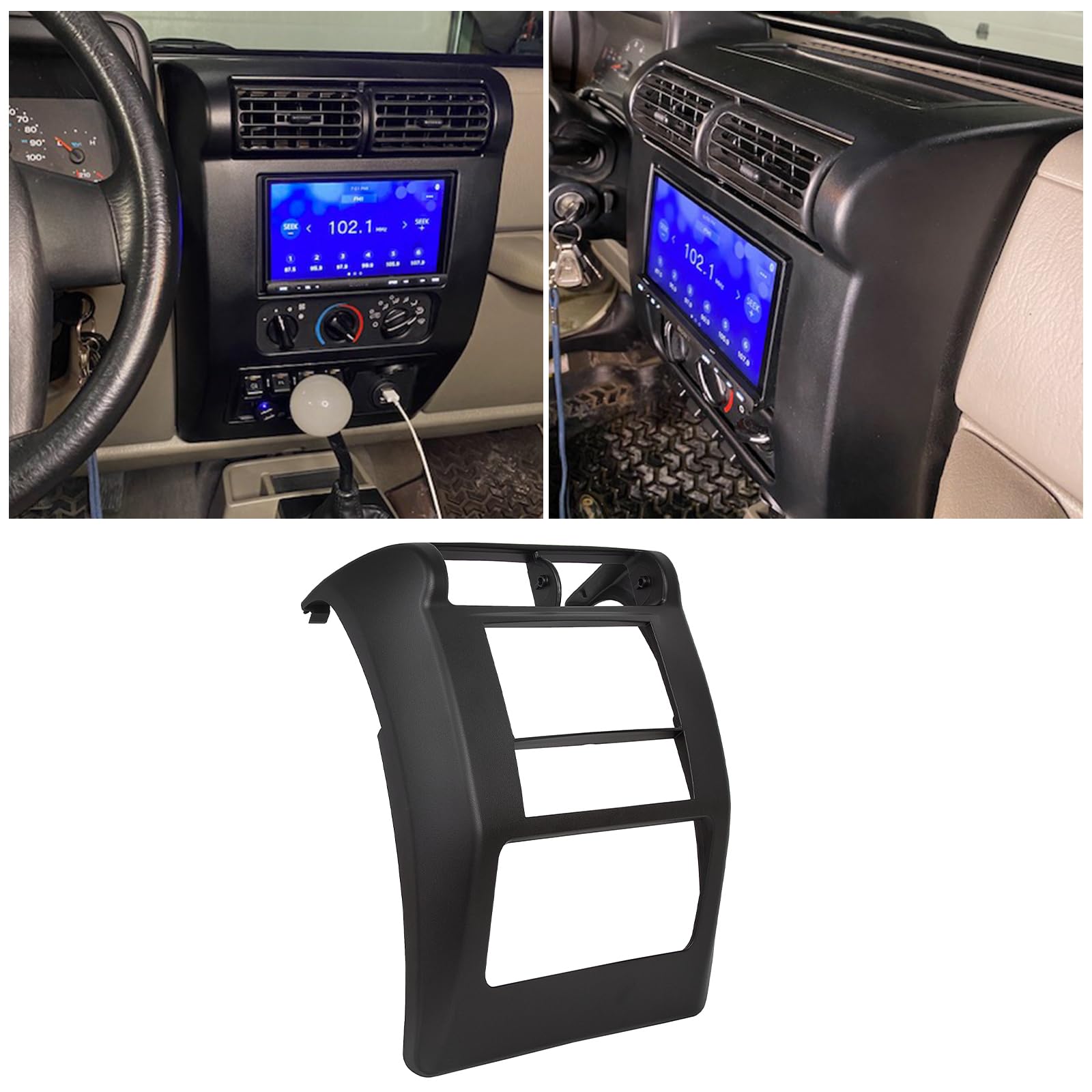 Hecasa Double Din Dash Kit W/Wiring Harness Compatible With 2003 2006 Jeep Wrangler Tj Radio Dash Bezel
