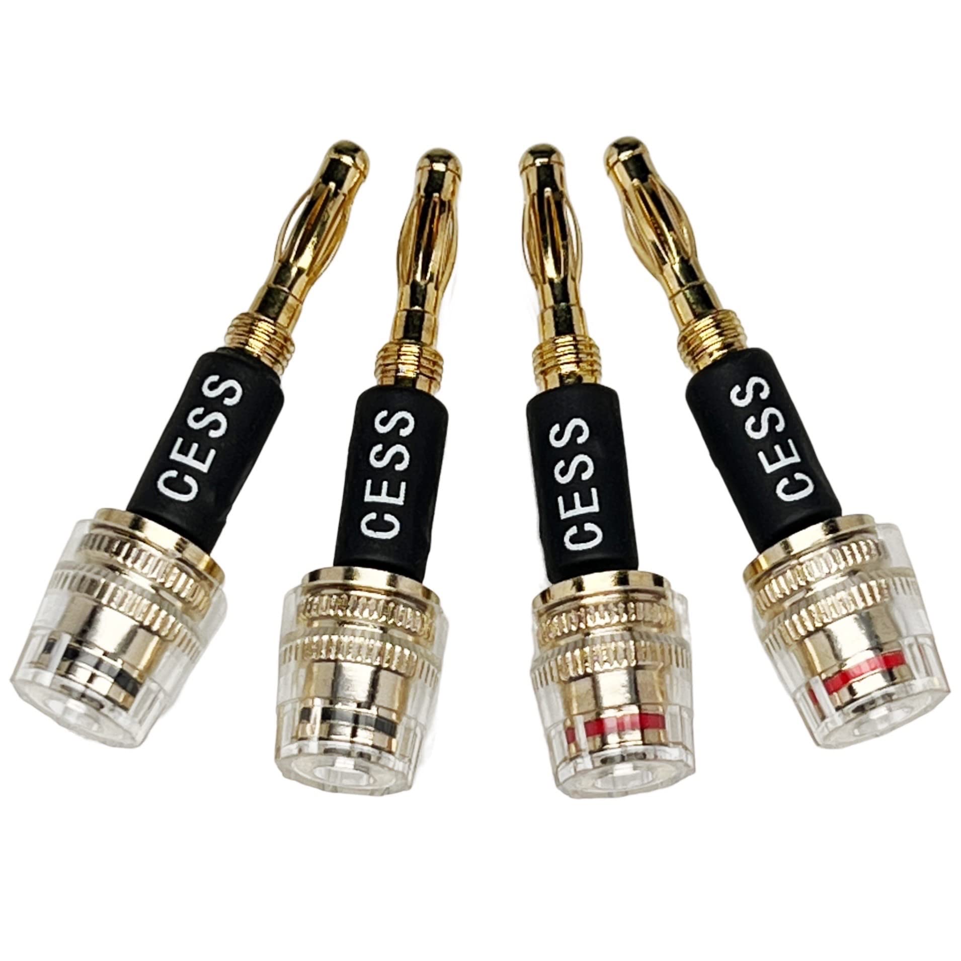 Cncess Cess 187 Banana Plug Connect To Spade Fork Plug Speaker Cable Adapter, 4 Pack
