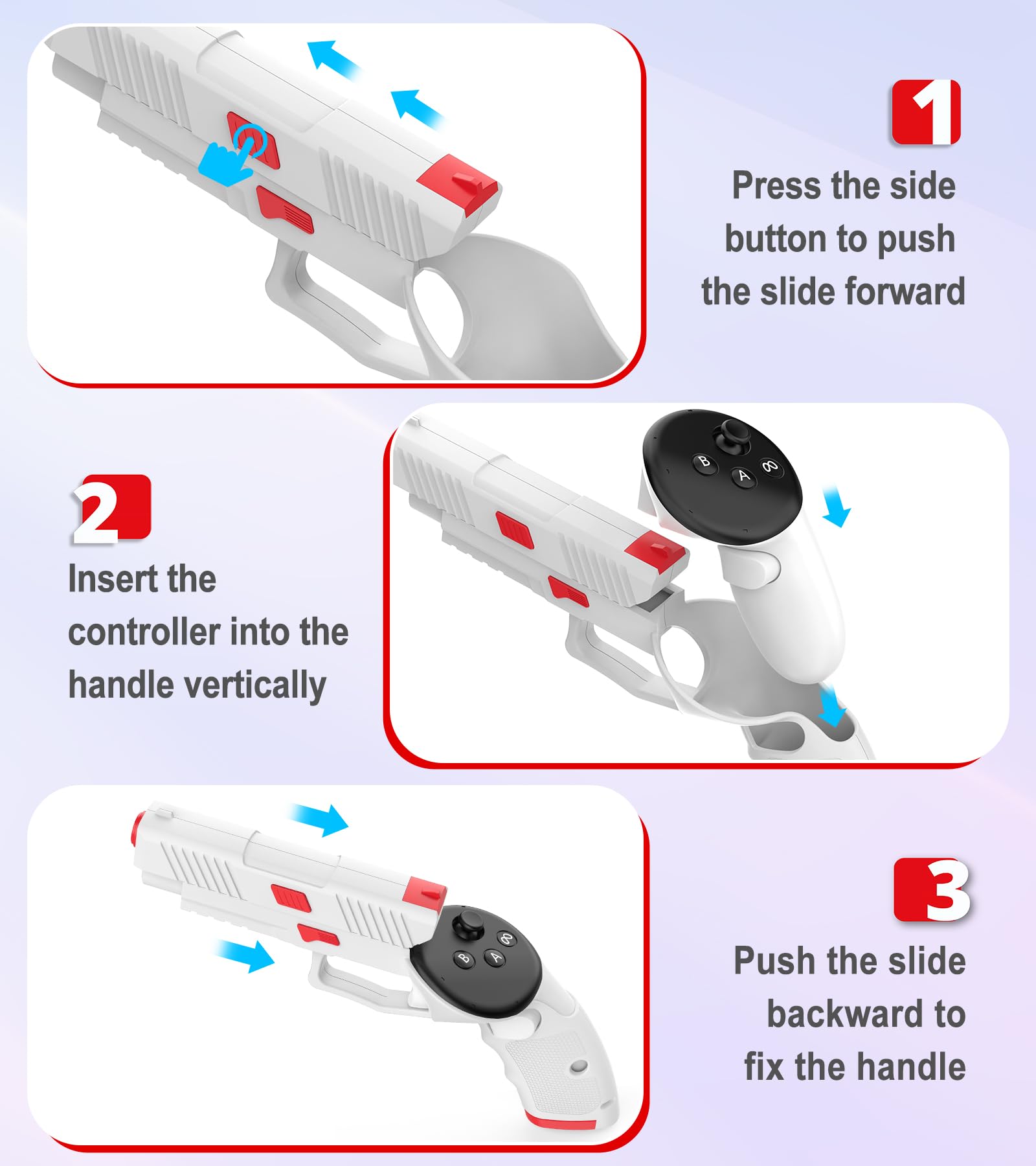 Yrxvw Weighted Pistoi Grip Vr Stock Controller Accessories For Oculus/Meta Quest 3S/3, Anti Slip Handle Enhances Fps Games Exper