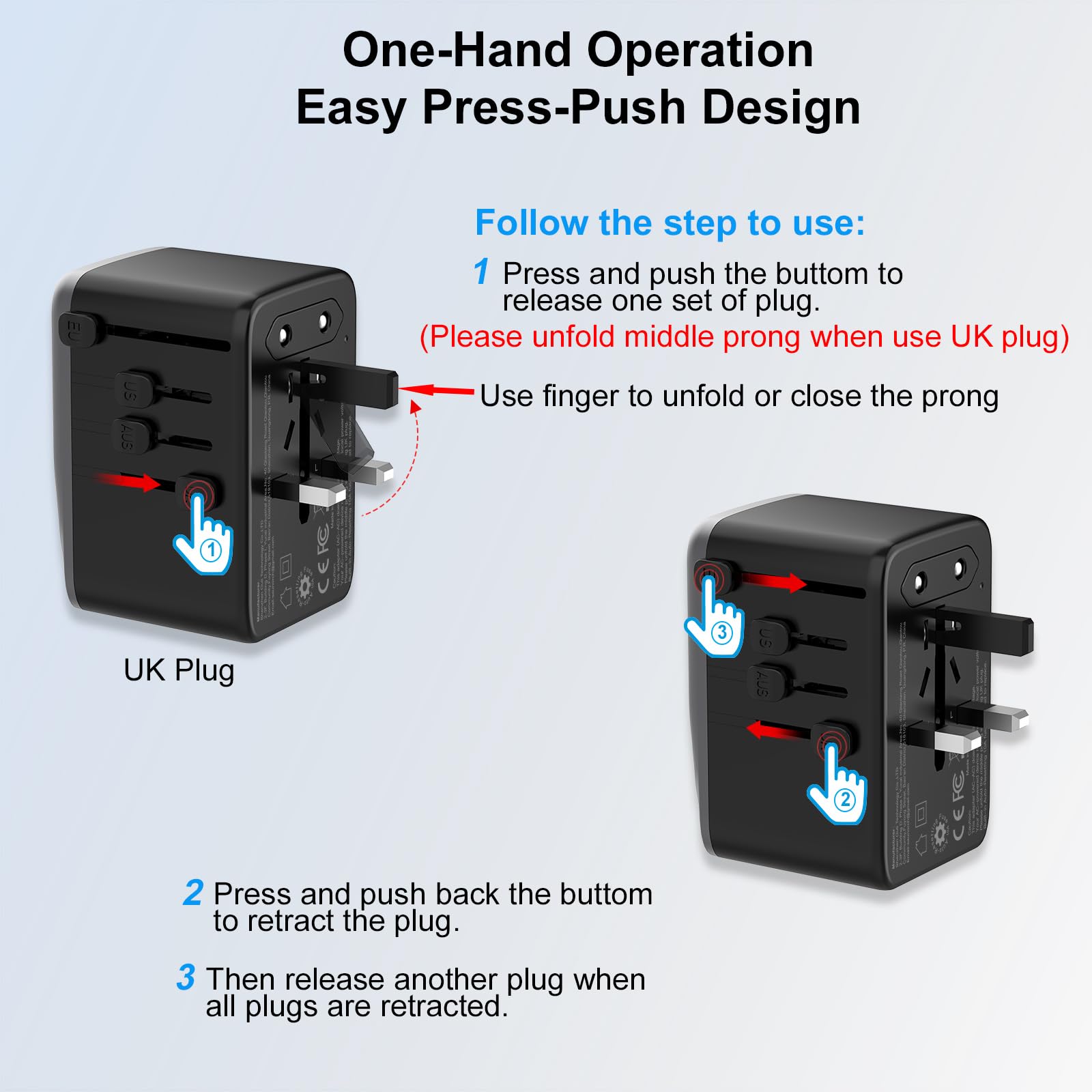 Saunorch Universal Travel Adapter, Pd 35W 7 In 1 International Power Plug Adapter With 7.0A 4 Usb C And 2 Usb A Fast Wall Charge