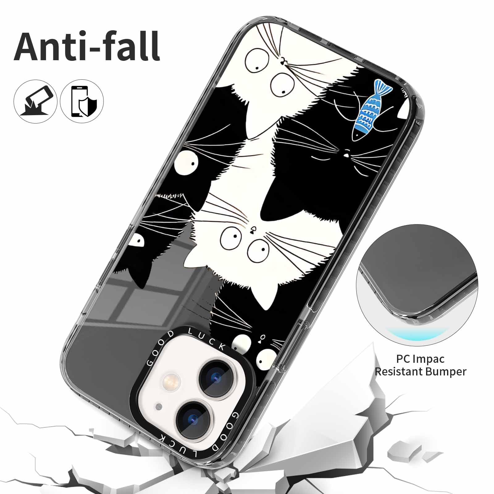 Rumdey 2 Pack Clear Phone Case For Iphone 12 / Iphone 12 Pro 6.1 Inch, Cute Black Cat Aesthetic Pattern Design Protective Soft S