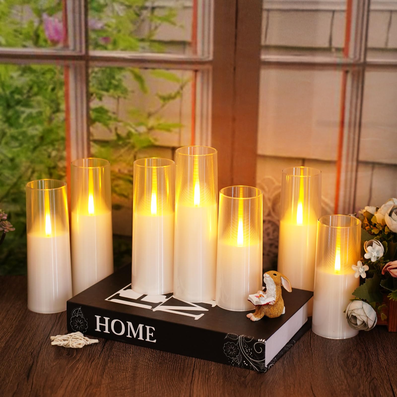 Kakoya Flameless Led Candles, Upgraded Realistic Flickering Flame   7 Battery Operated Candles With Remote Timers For Home Decor