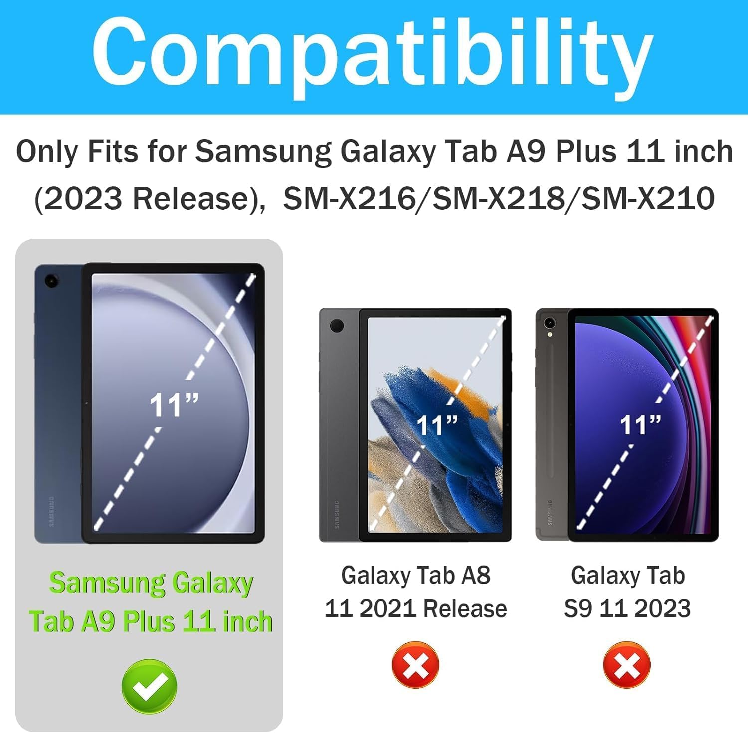 Suplik Kids Case For Samsung Galaxy Tab A9 Plus 11 Inch 2023 (Sm X210/X216/X218), Galaxy Tab A9+ 11'' Case With Screen Protector