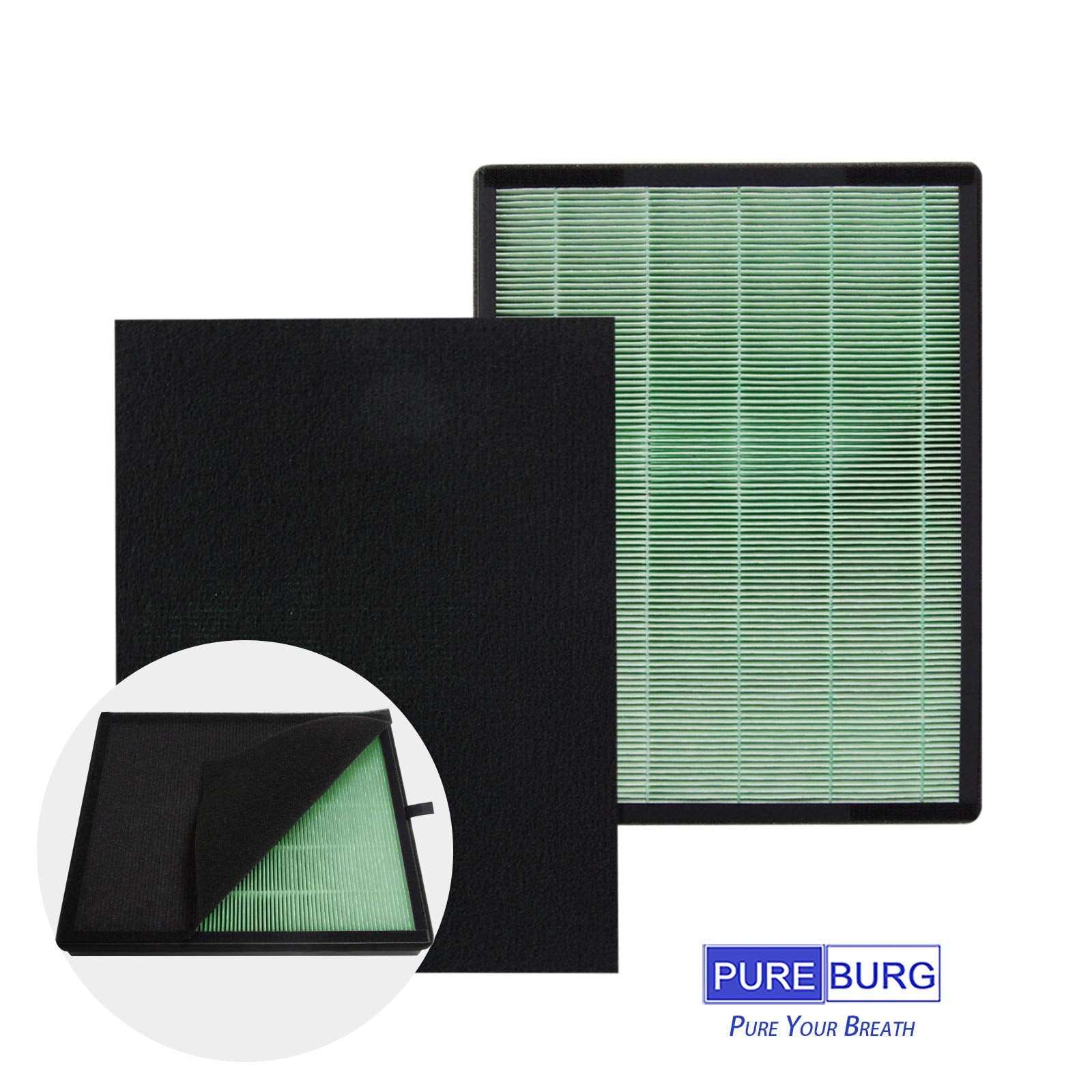 Pureburg Replacement Filter Set Compatible With Coway Airmega 150 (Ap 1019C) & Airmega 160 Air Purifiers, 2 Pack H13 Hepa + 8 X