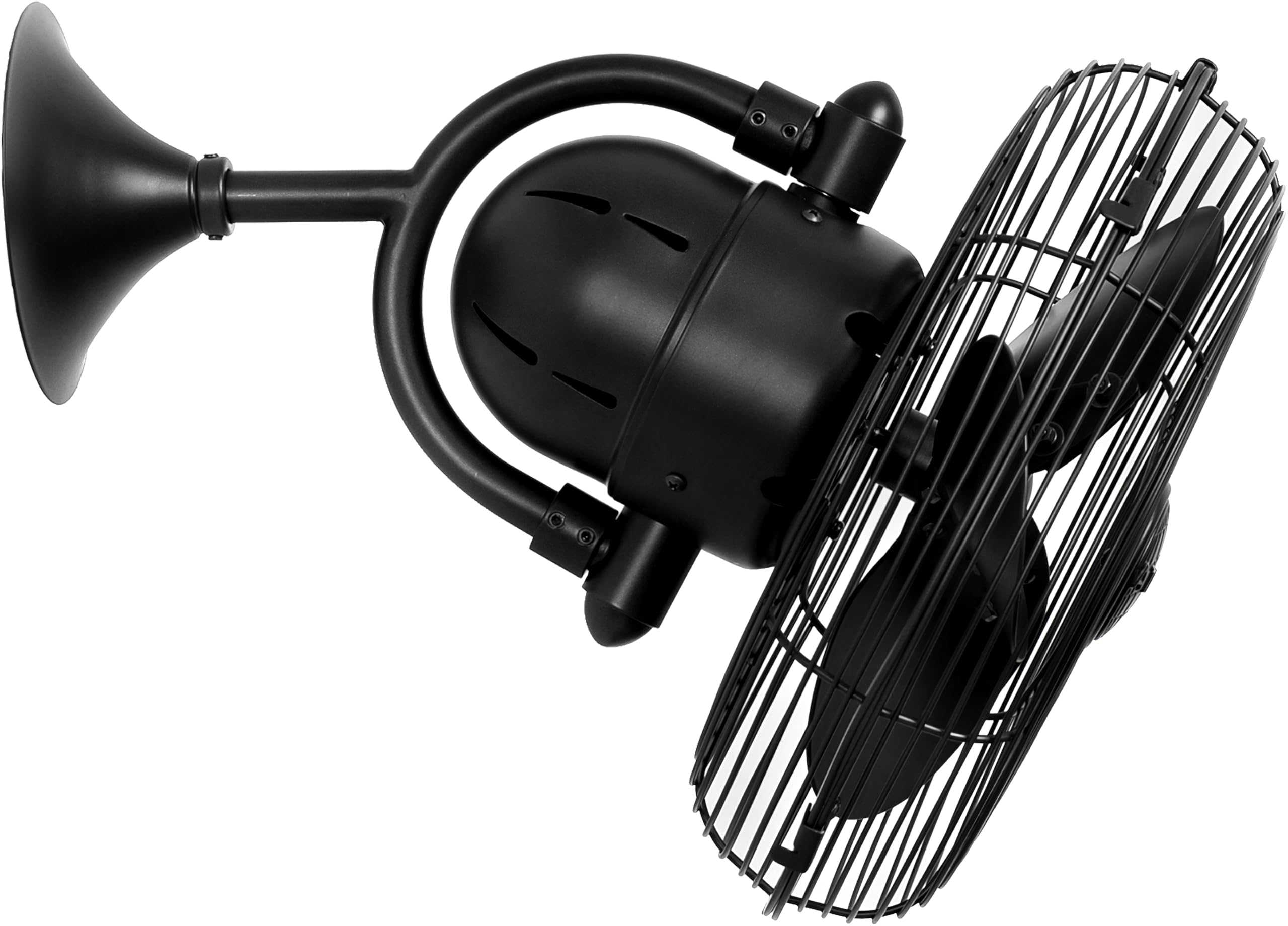 Matthews KC-BK Kaye 13 Damp Rated 90 Degree Oscillating Wall Mount Fan/Ceiling Fan with Wall Control, 3 Metal Blades, Matte Blac