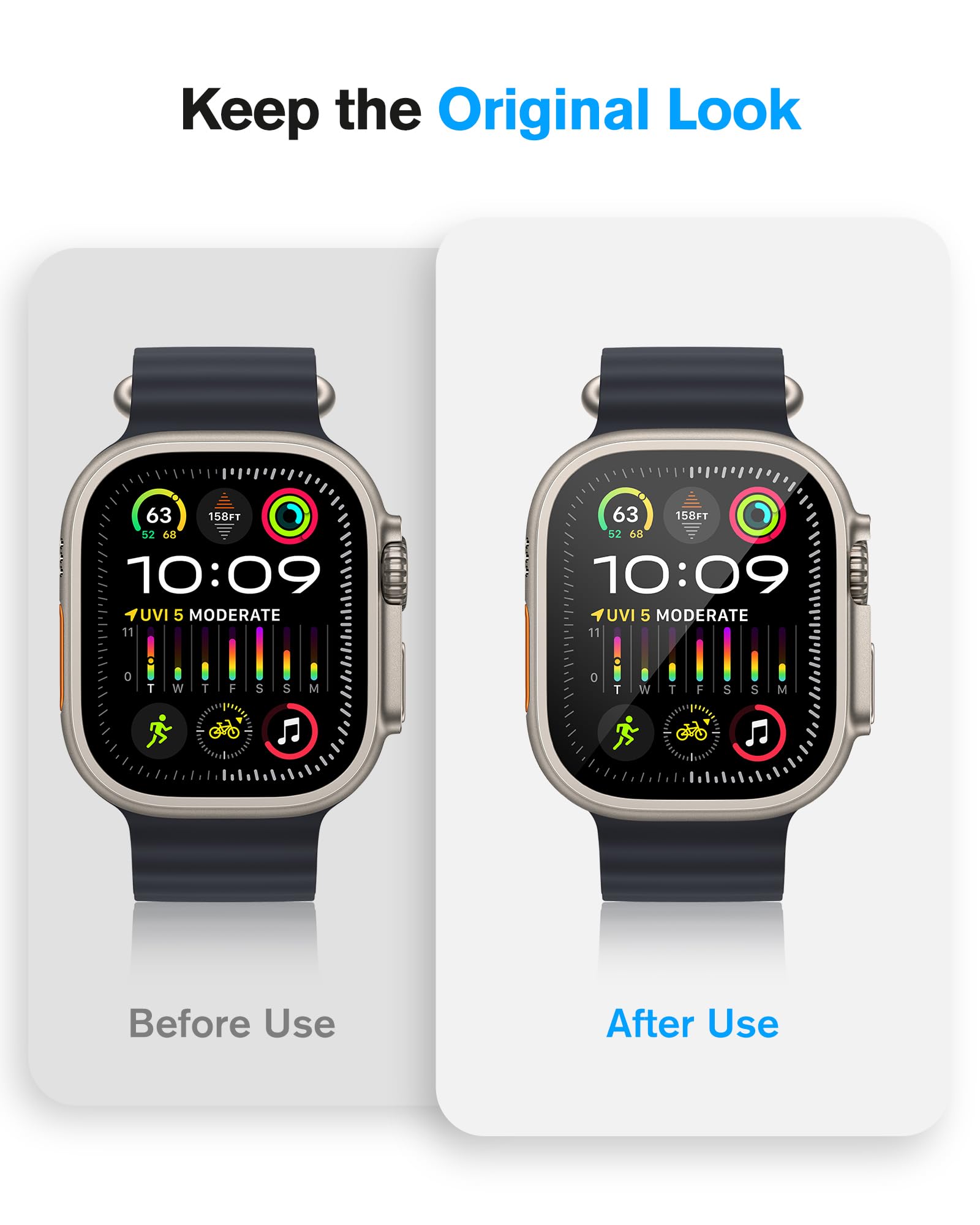 Amband Metal Case Screen Protector For Apple Watch Ultra 2/Ultra 49Mm, W3 Rugged Bumper Thin Frame With 9H Tempered Glass Film &