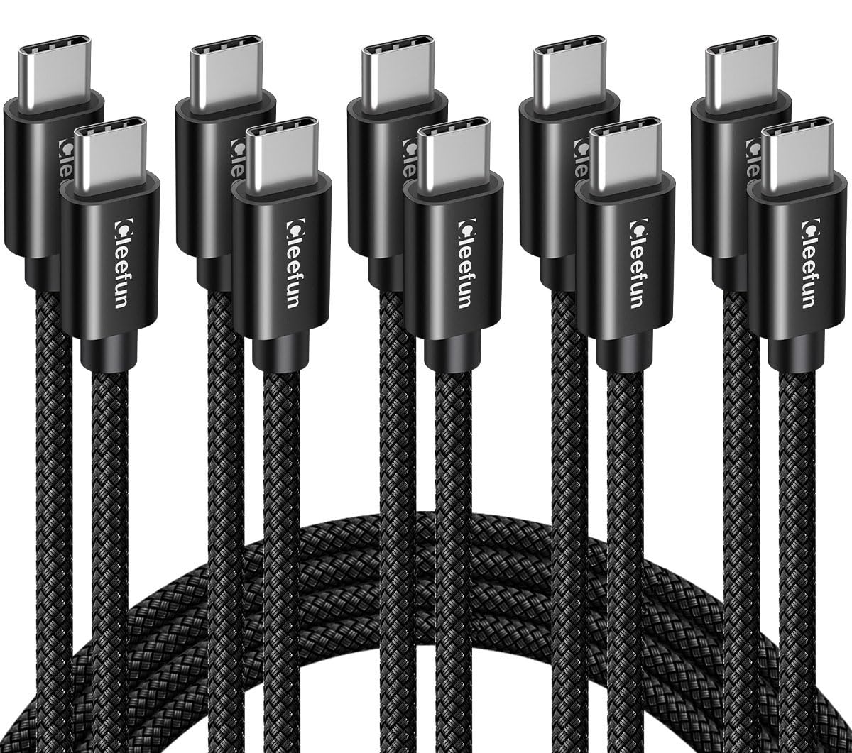 CLEEFUN USB C to USB C Cable 3ft, 5Pack C to C Cable Fast Charging 60W
