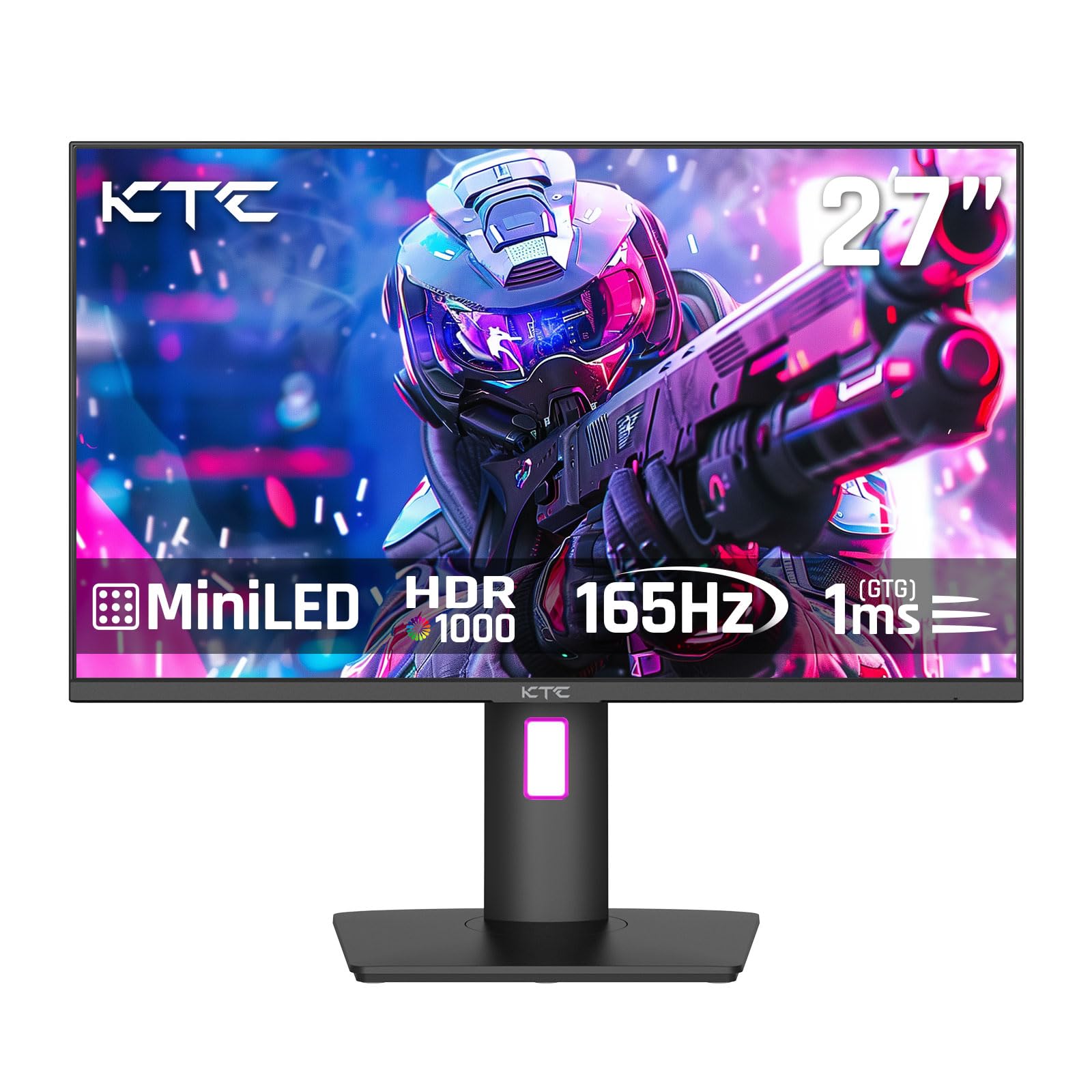 Ktc Mini Led Monitor 27 Inch, Hdr1000 1440P 165Hz 144Hz Gaming Monitor,Built In Speakers, Type C 90W, Hdmi/Dp/Usb,Swivel/Height/