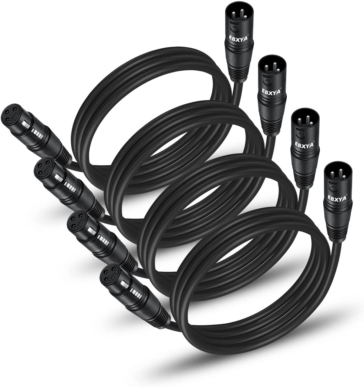 Ebxya Xlr Patch Cable 6 Ft 4 Pack, 3 Pin Male To Female Short Microphone Mic Cable Premium Dmx512 Lighting Cable Compatible With