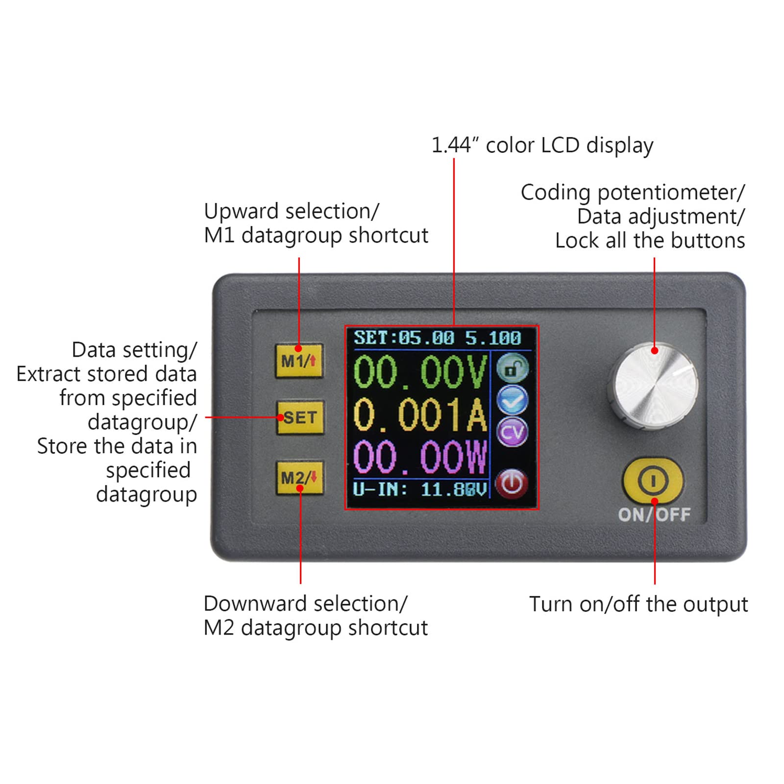 Drok Numerical Control Step Down Voltage Regulator Stabilizer, Dc 6 55V To 0 50V 5A Constant Voltage Current Buck Power Converte