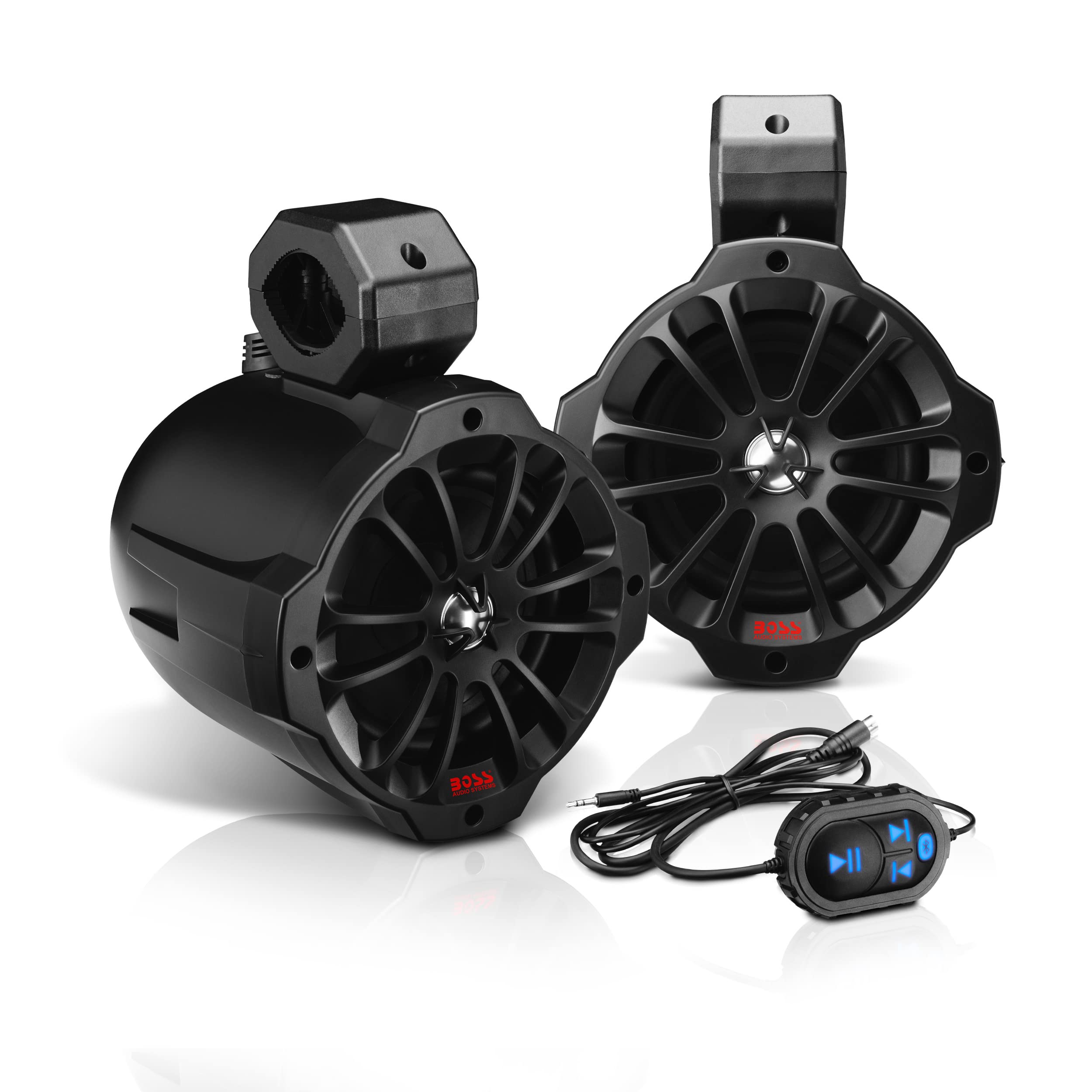 BOSS Audio Systems B62ABT ATV UTV Marine Weatherproof Waketower System - Amplified, 6.5 Inch Stereo Speakers, Full Range, 2 Way,