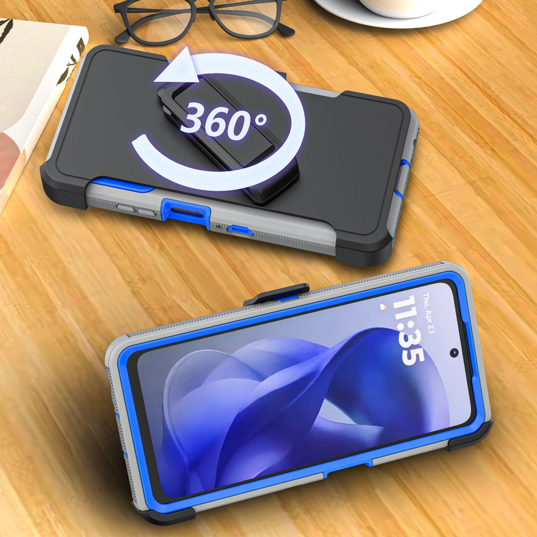 Tashhar Shockproof Phone Case For Motorola Moto G Power 5G 2025/Moto G Play 2025 With Belt Clip Holster,Rugged Full-Body Protect