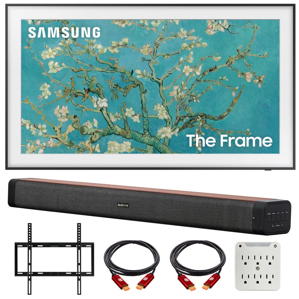 Samsung Qn32Ls03Cb 32 Inch The Frame Qled Hdr 4K Smart Tv Bundle With Deco Gear 60W 2.0 Channel Soundbar, 19 45 Inchtv Wall Moun