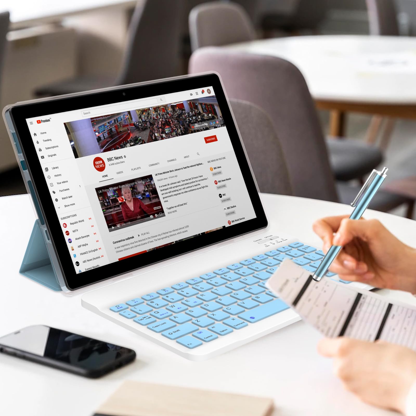 Android 13 Tablet 10 Inch, 2 In 1 Tablets With Keyboard, 12Gb Ram+128Gb Rom 1.8Ghz Quad Core Cpu, 2.4G/5G Wifi 6 Bt 5.0 Tablet P