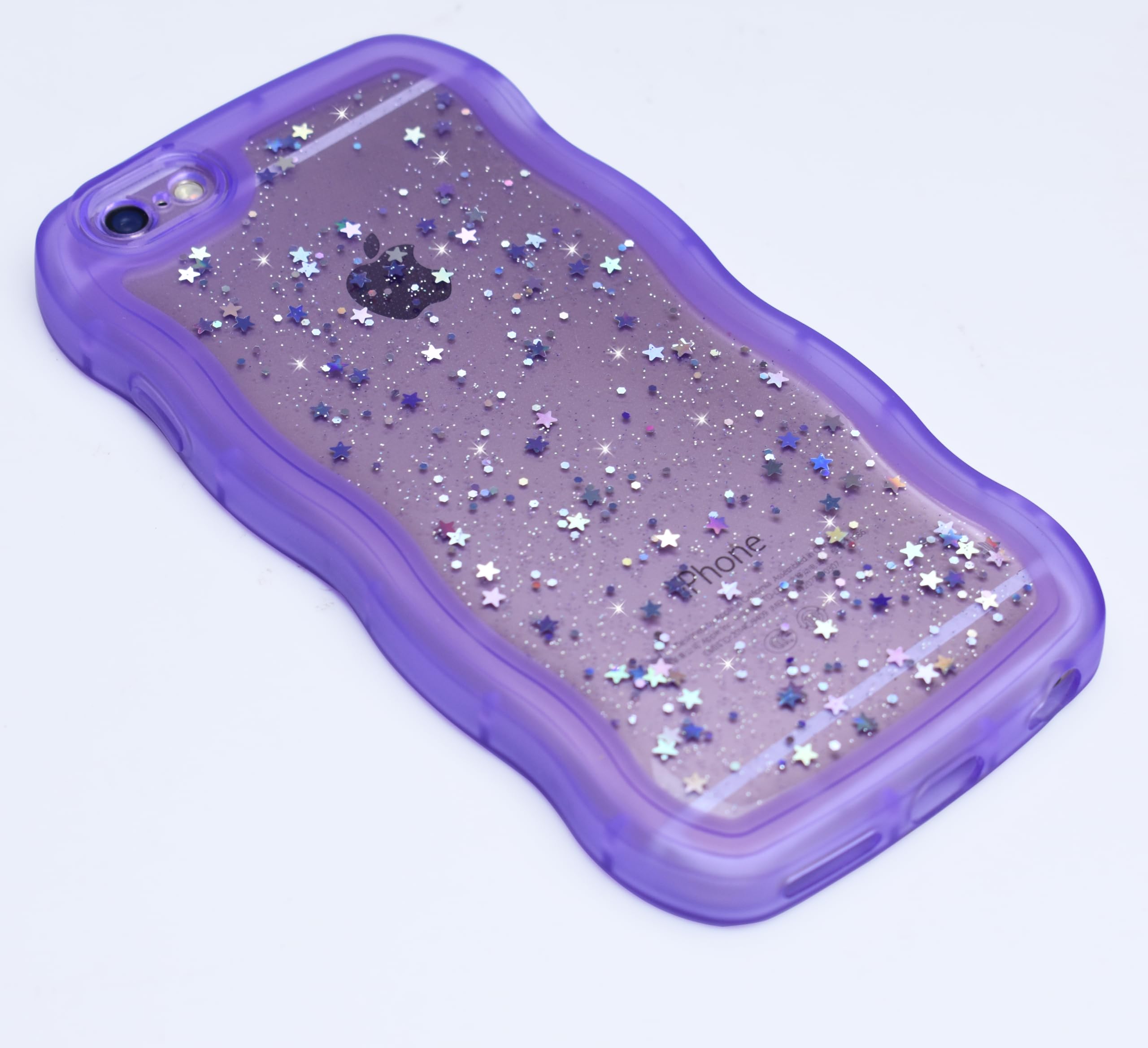 Qokey For Iphone 6S Case,Iphone 6 Case 4.7'',Curly Wavy Design Transparent Bling Glitter Star Shiny Case Cute Clear Transparent
