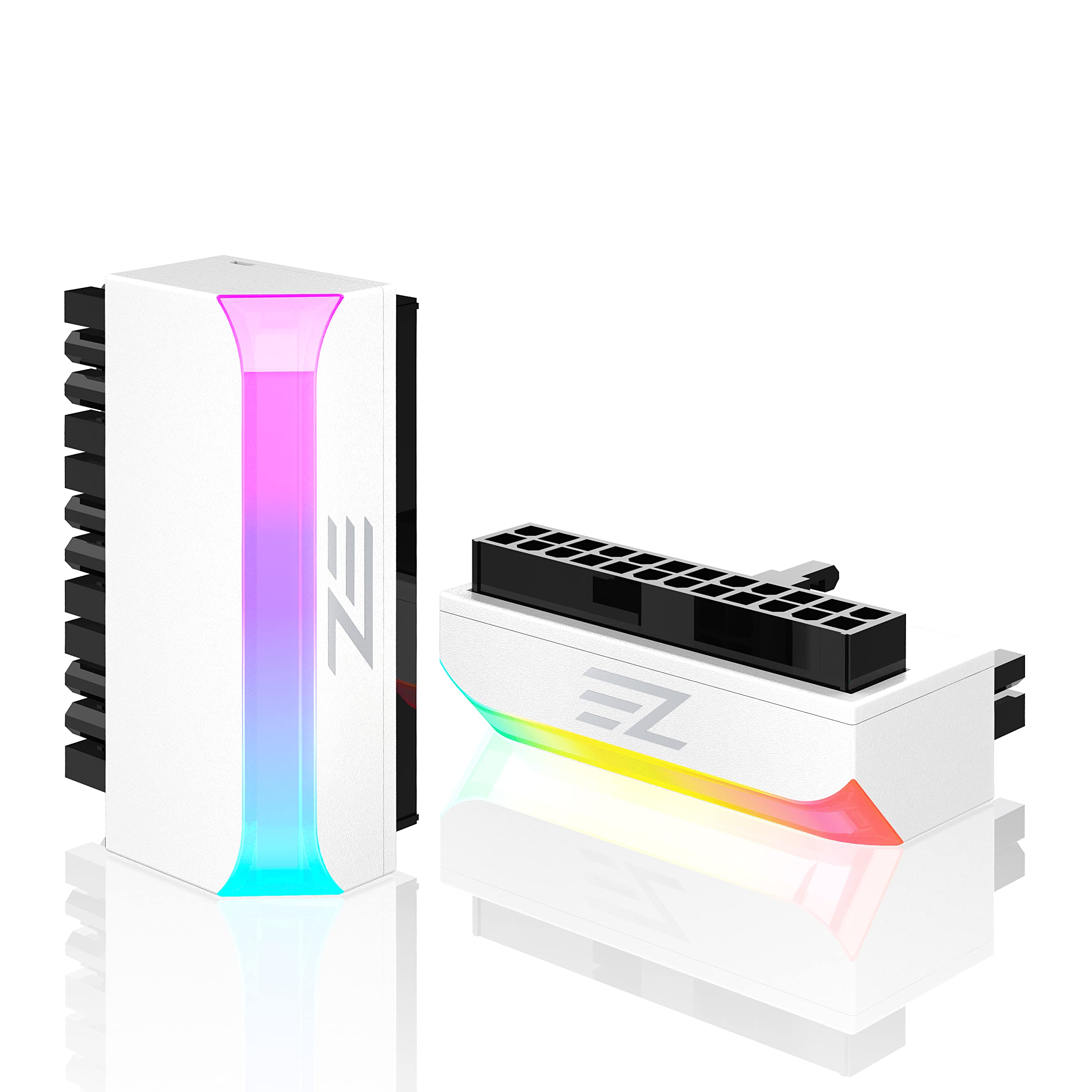 Ezdiy Fab Atx 24 Pin 90 Degree Power Connector Adapter 5V 3 Pin Argb Rainbow Female To Male Power Adapter For Computer Motherboa