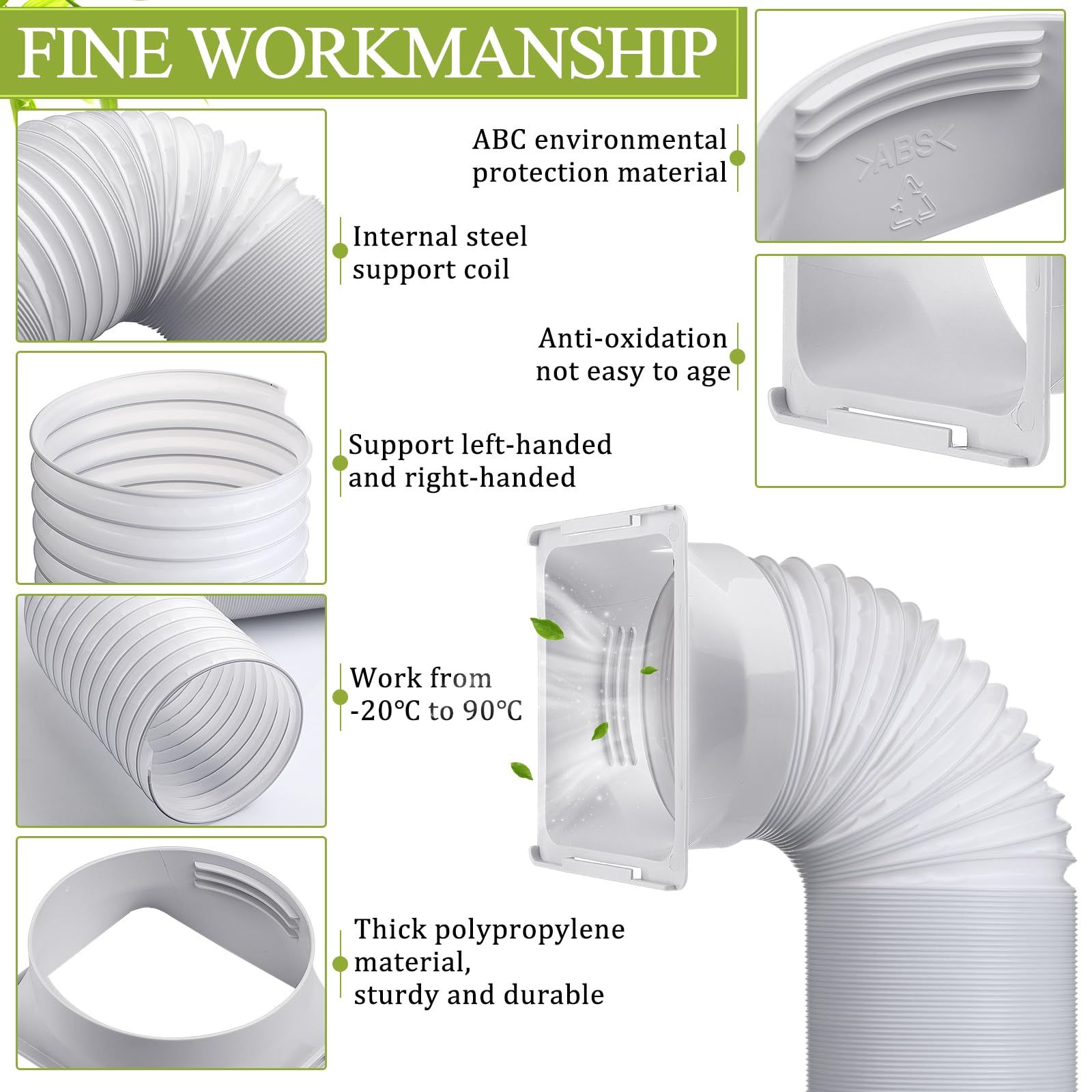 Outus 5.9 Diameter 98 Long Portable Air Conditioner Hose With Square Exhaust Hose Tube Adapter Portable Air Conditioner Duct