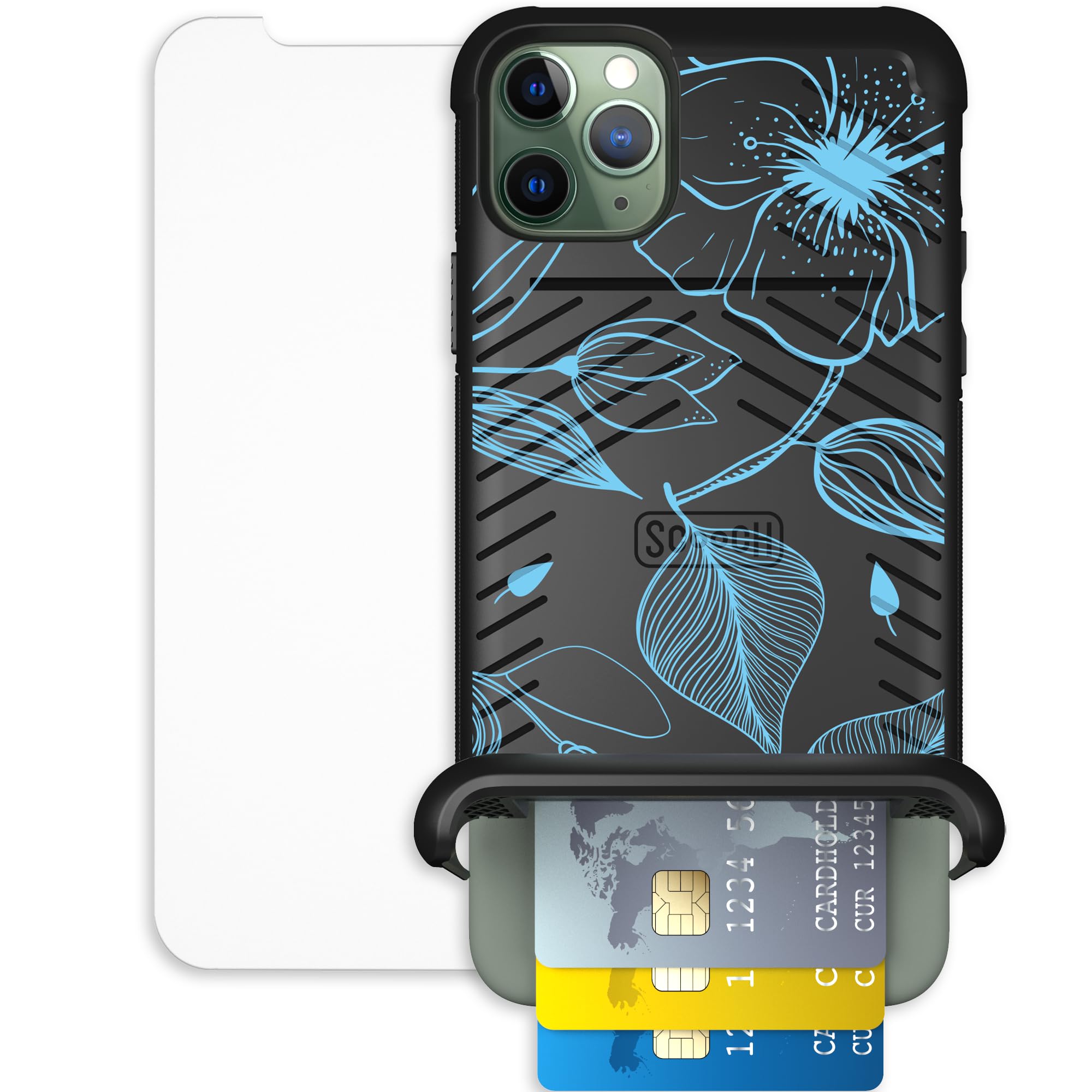 Scooch for iPhone 11 Pro Max Case with Card Holder, Wingmate Wallet Case with Hidden Card Slot and RFID Protection, Bundled with