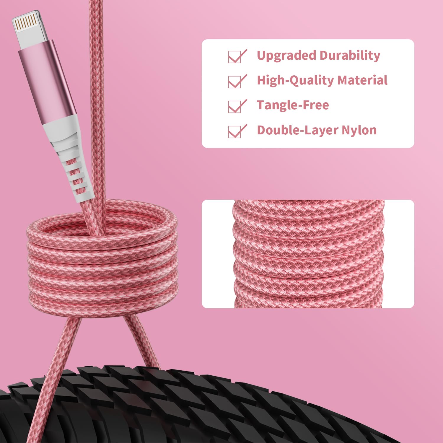 [Mfi Certified] Iphone Charger 6Ft 3Pack Usb A To Light Ning Cable Nylon Usb Iphone Fast Charging Cable Cord With Tinned Copper Compatible Iphone 14/13/12/11 Pro/Max/Xr/Xs/8/7/6 Plus S Se/Ipad Ipod