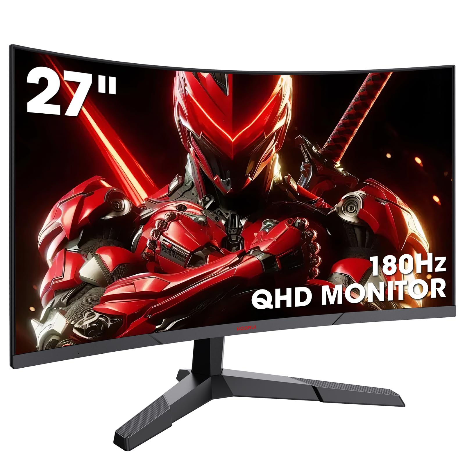 Koorui 27 Inch Gaming Monitor, Qhd (2560 X 1440) R1500 180Hz Curved Monitor, Adaptivesync With 1Ms Computer Monitor, Vesa Compat