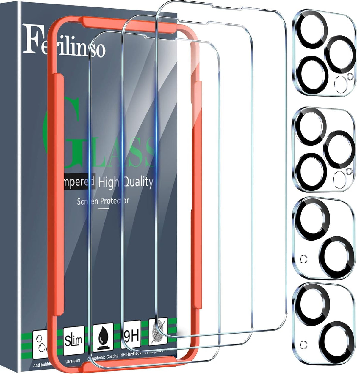 Ferilinso 3 Pack Screen Protector For Iphone 14 Plus Iphone 14 Pro Max With 2 Pack Tempered Glass Camera Lens Protector Phone Ca